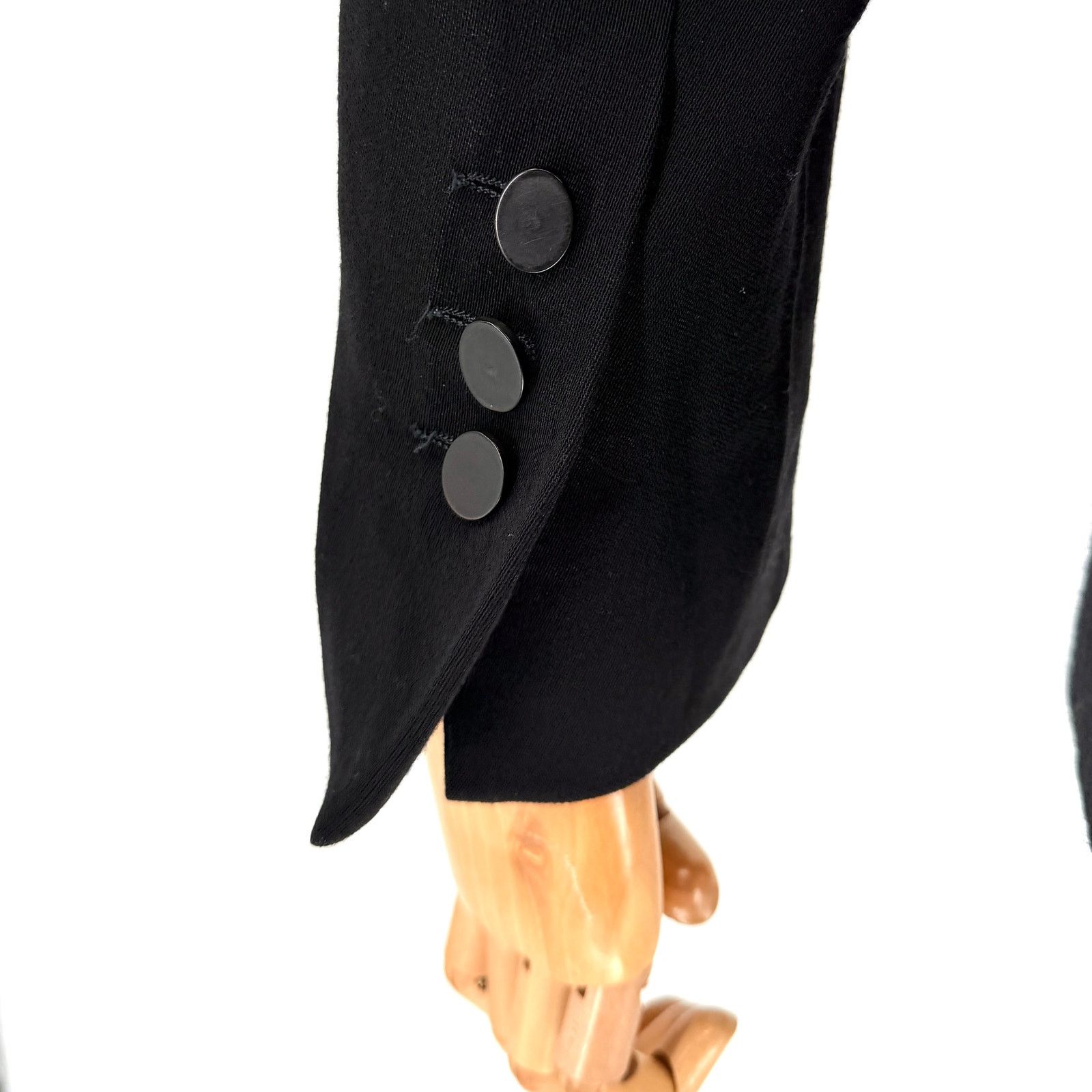 Vintage Lolita Lempicka Black 100% Wool Puff Sleeve Blazer Size L / US 10 / IT 46 - 5 Thumbnail