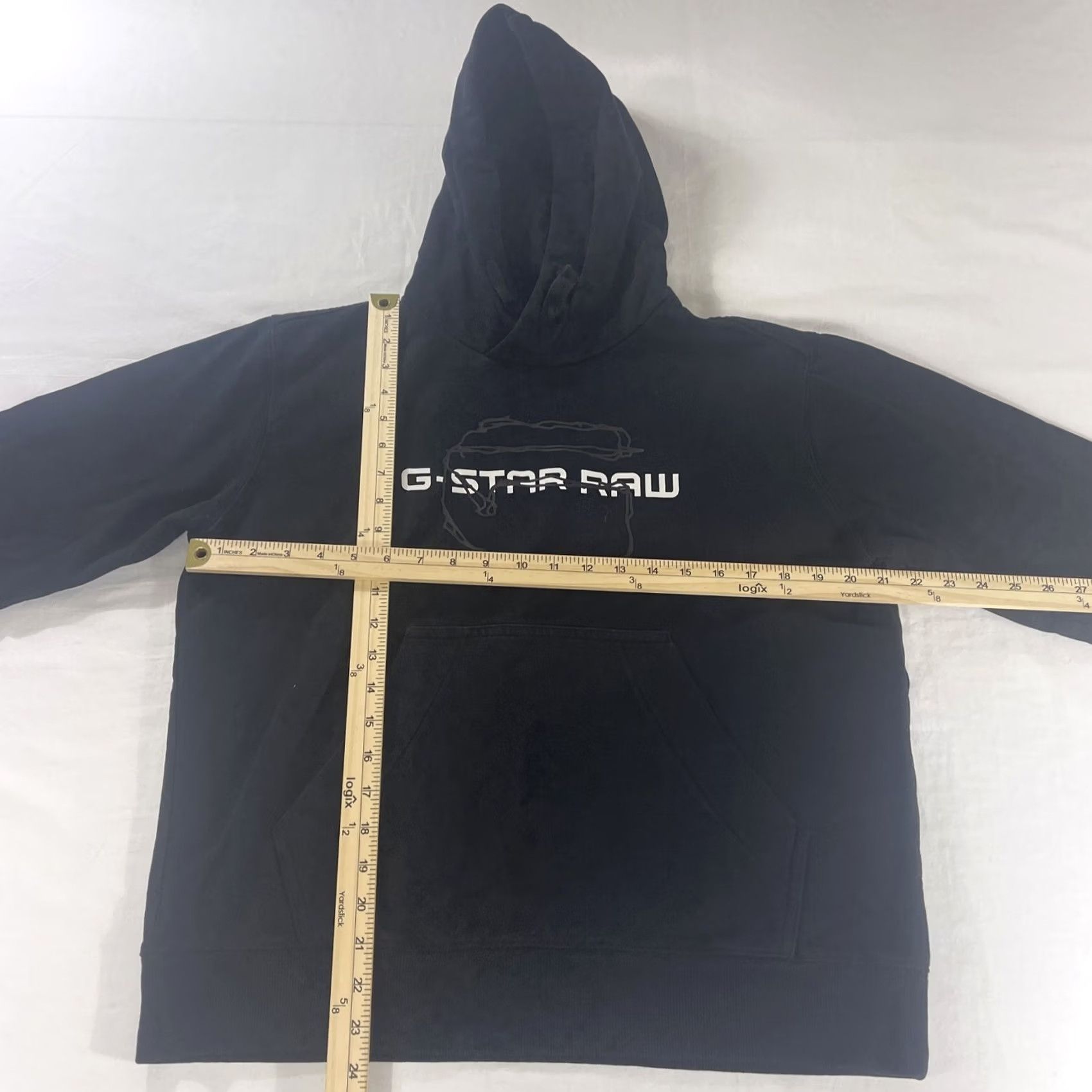 Vintage G-Star Raw L Hoodie Black Logo Sweatshirt Pullover Hoodie Men Size L - G-Star Raw L Hoodie - Black - Logo - Fleece - Cotton Blend Size US L / EU 52-54 / 3 - 3 Thumbnail