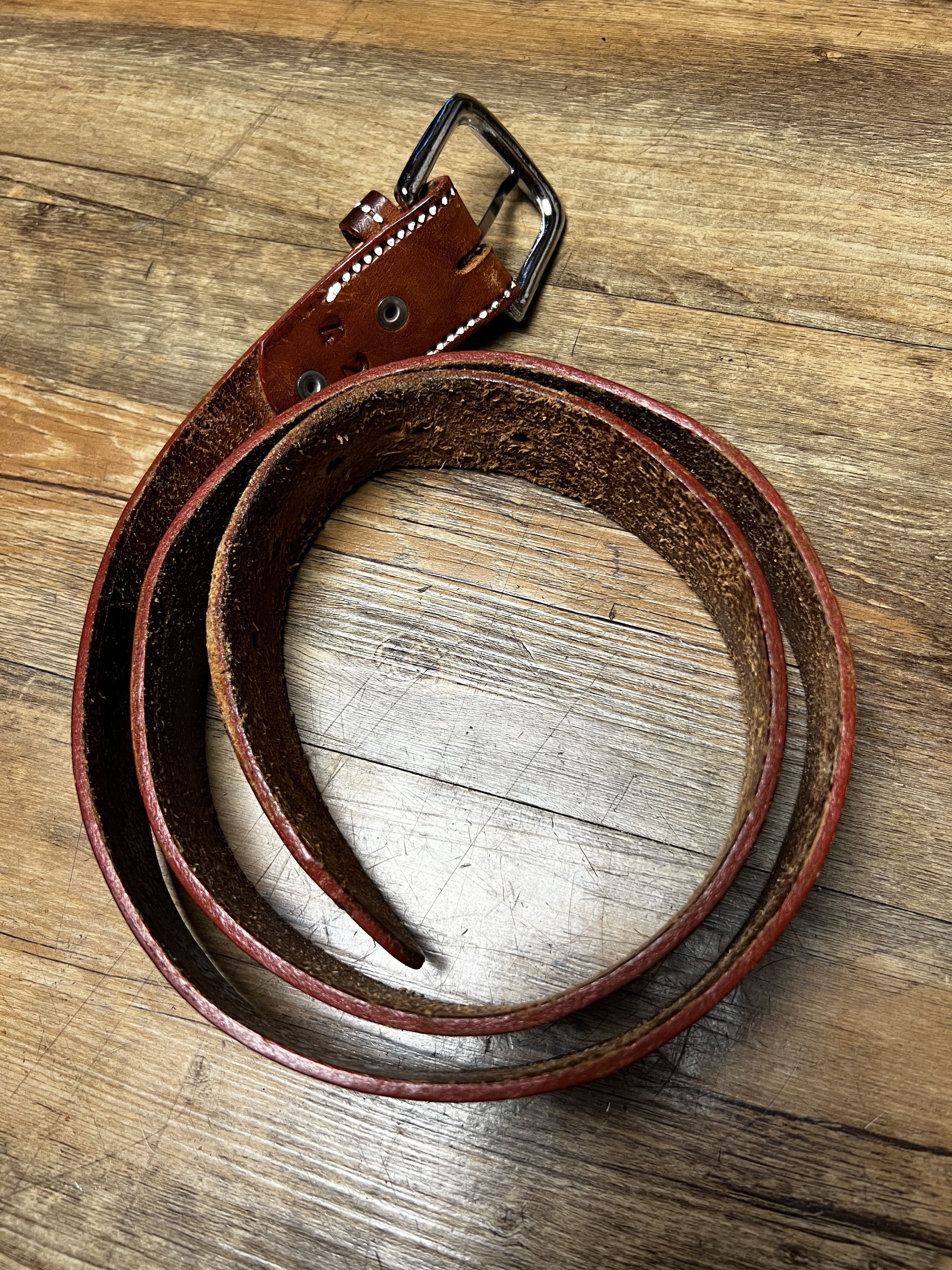 Leather Vintage 70's-80's Country Western Embossed Leather Belt Size 42 - 3 Thumbnail