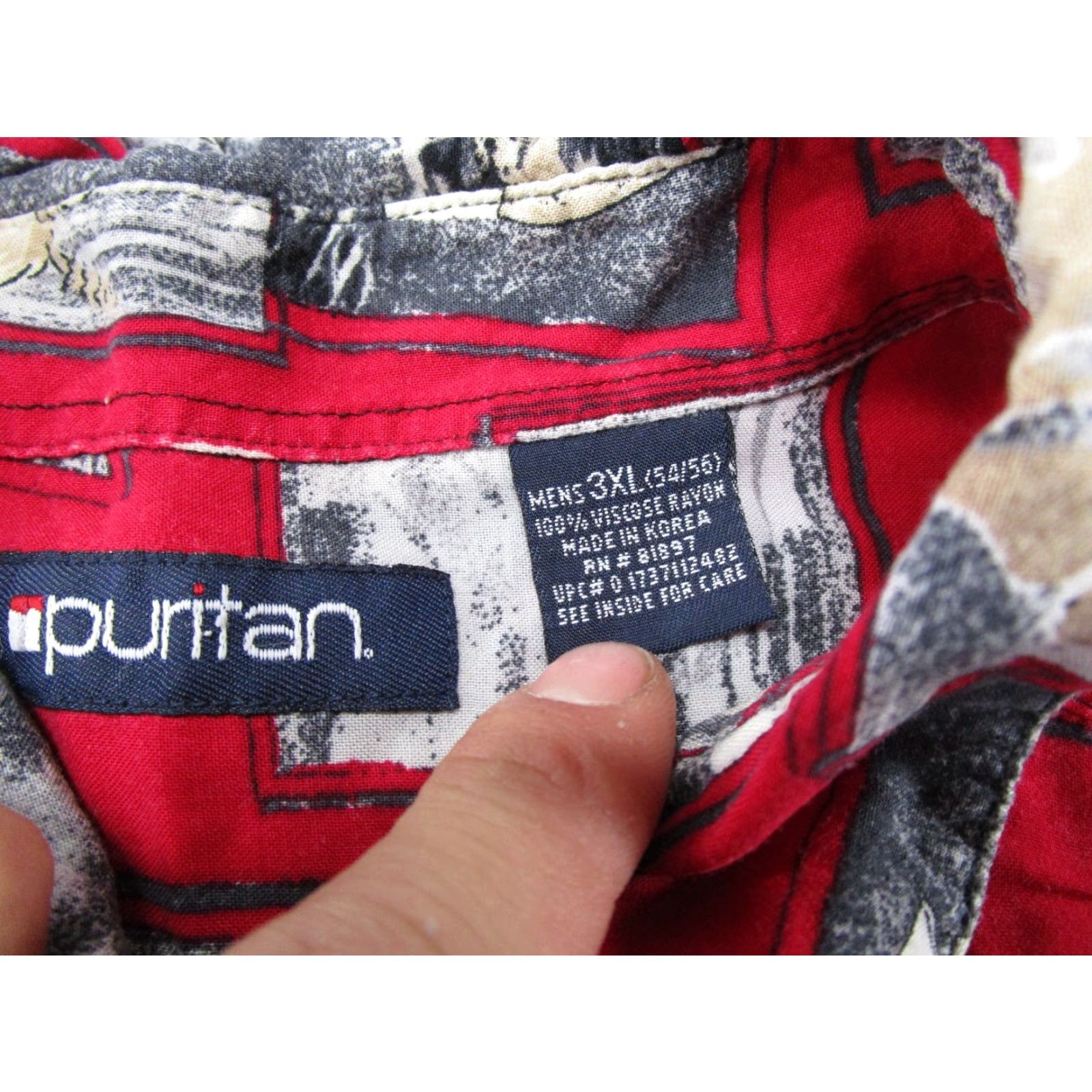Vintage Puritan Mens Short Sleeve Shirt Hawaiian Floral Button-Up 3XL Red Beach Vintage? Size US XXL / EU 58 / 5 - 2 Thumbnail