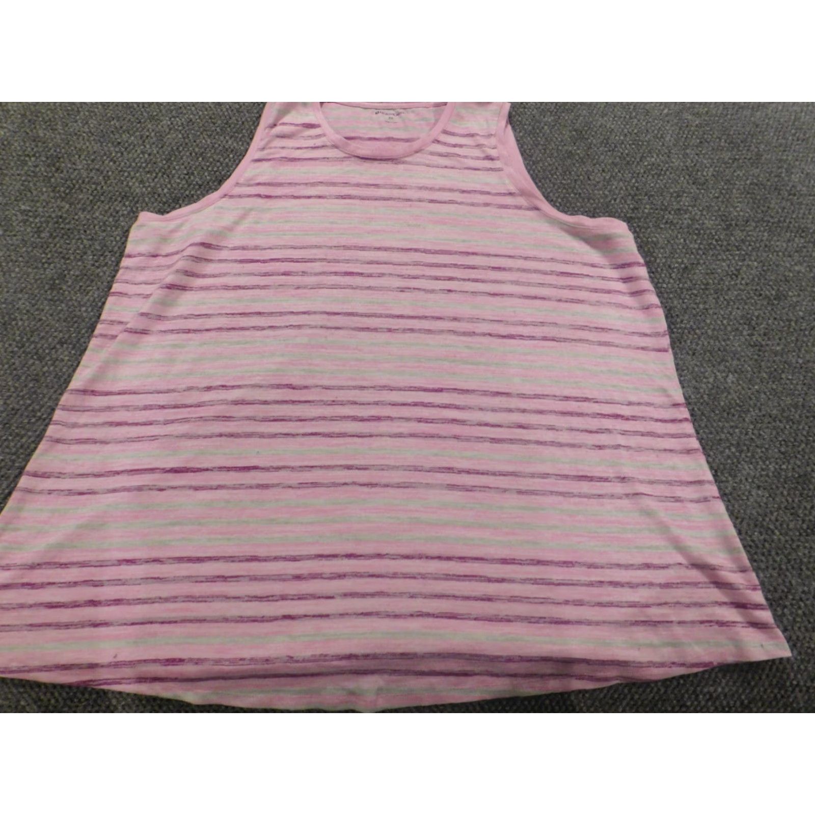 Vintage Northcrest Blouse 3X Purple Striped Sleeveless Crew Neck Pullover Casual Plus Size Women Satin Polyester Rayon Stretch Button Classic Vintage: No Size XXL / US 16-18 / IT 52-54 - 2 Thumbnail