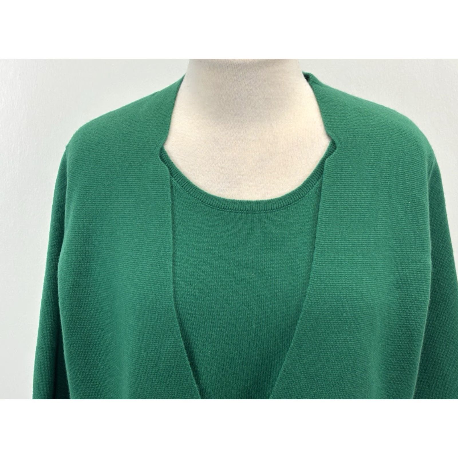 Vintage Barbara Lohmann Cardigan Sweater 2 Pc Cashmere Twin Set Women EU 46 US 16 Green Mens? Size XXL / US 16-18 / IT 52-54 - 5 Thumbnail