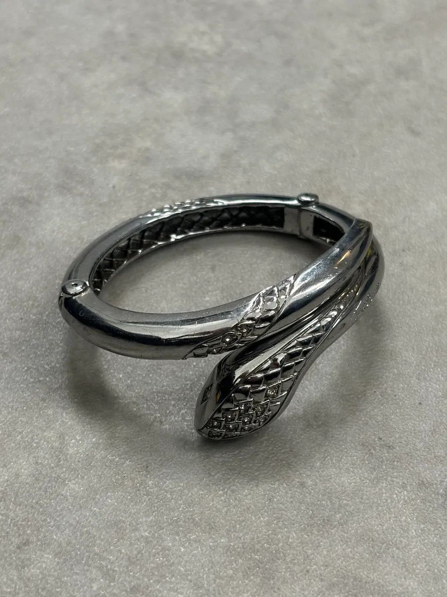 Roberto Cavalli 2010s Cavalli Grey Snake Bracelet with Swarovski Size ONE SIZE - 1 Thumbnail