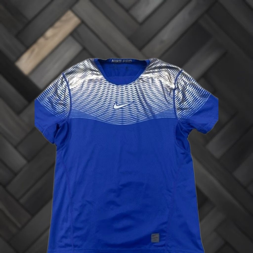 Nike Nike Pro Hypercool Men's Blue Fitted Short Sleeve Crewneck Shirt L Size US L / EU 52-54 / 3 - 1 Thumbnail
