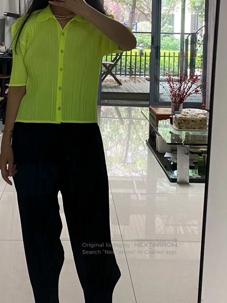 Issey Miyake Issey Miyake Green Shirt Size L / US 10 / IT 46 - 2 Thumbnail