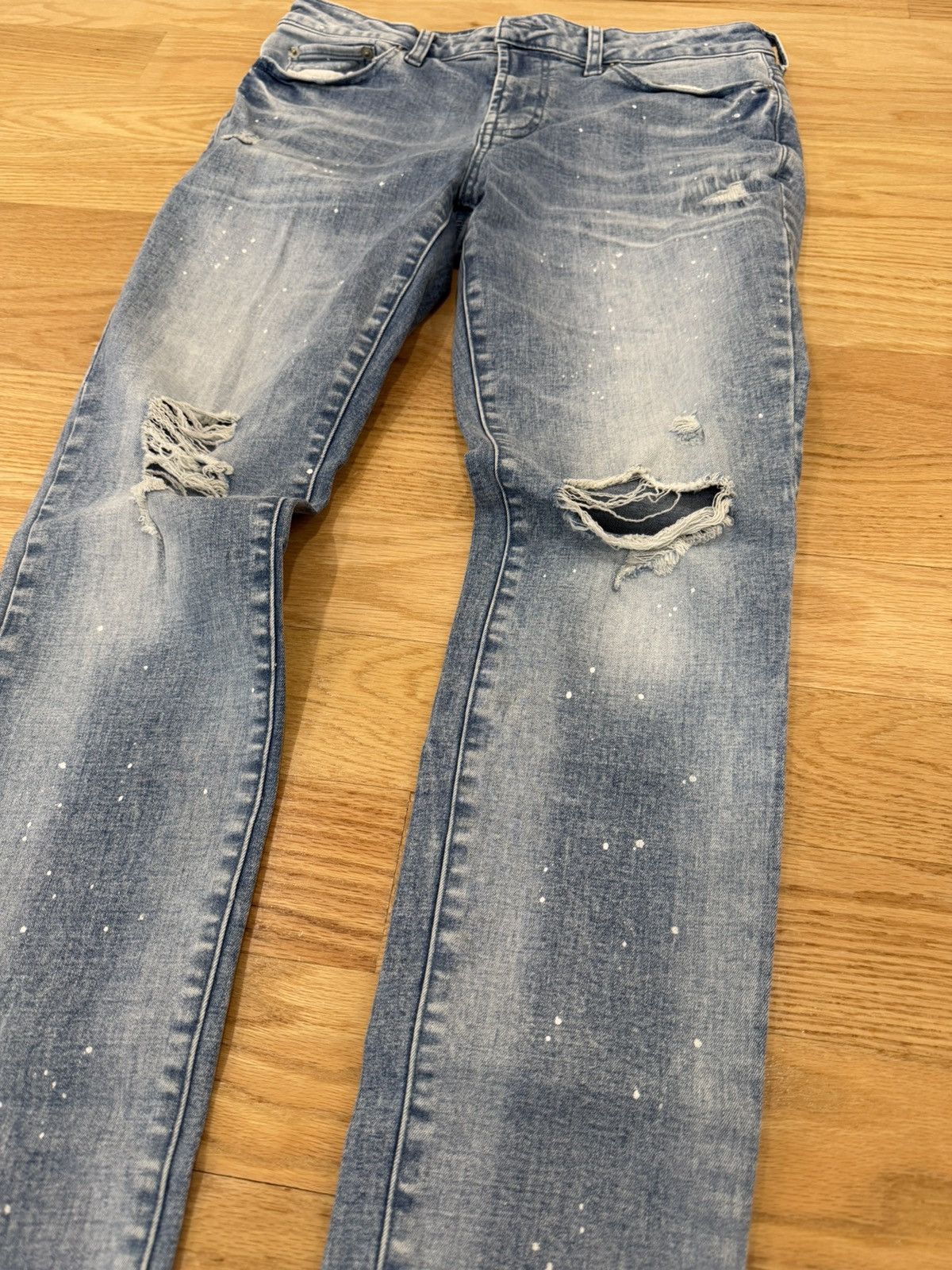 Pacsun Pacsun Paint Splatter Washed Denim Skinny Jeans Size US 30 / EU 46 - 2 Thumbnail