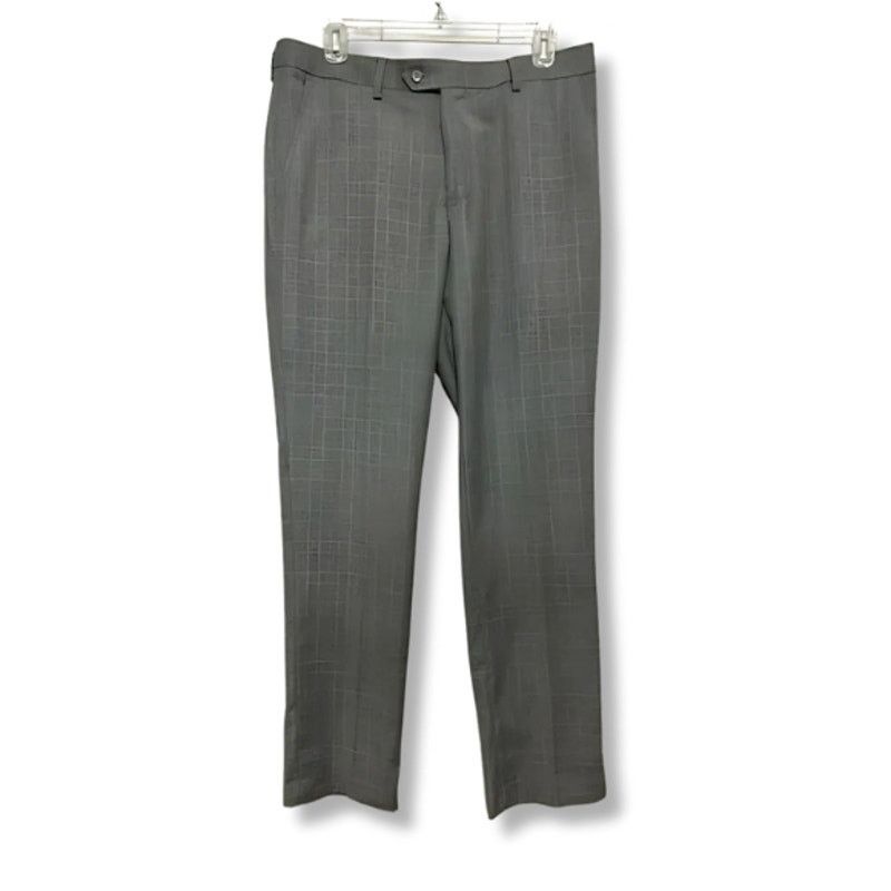 Other ZNT18 Dress Pants Straight Leg Flat Front Plaid Gray Mens 35 Size US 35 - 1 Thumbnail