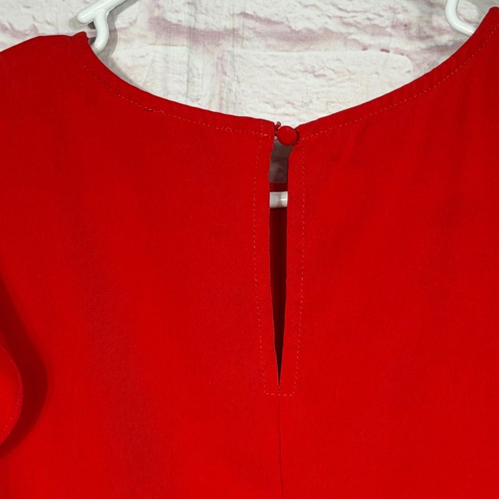 Hi Tec TCEC Large Red Ruffle Sleeve Blouse Size L / US 10 / IT 46 - 7 Thumbnail