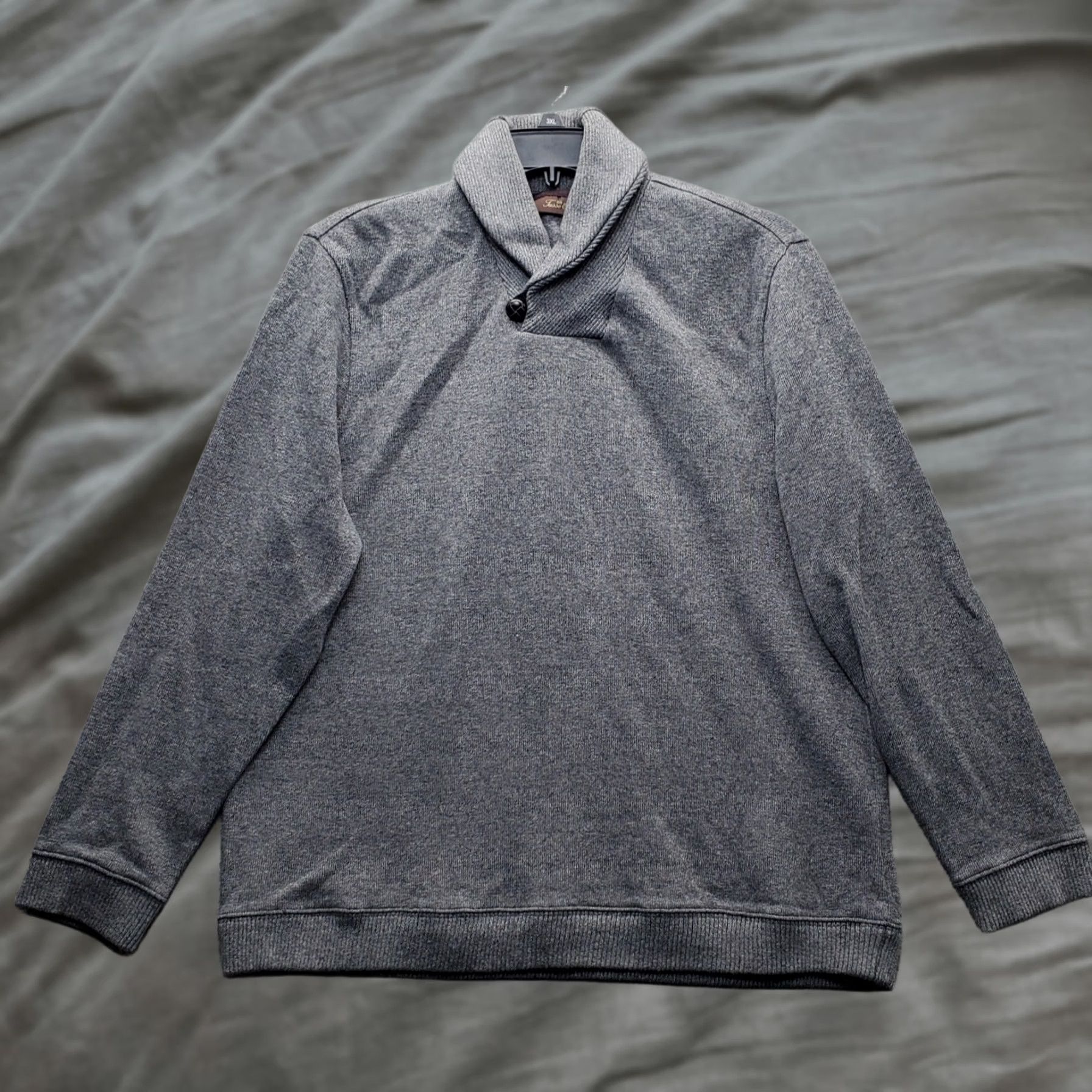 Tasso Elba Tasso Elba Sweatshirt Mens XL Gray Heather Shawl Collar Long Sleeve Size US XL / EU 56 / 4 - 1 Thumbnail
