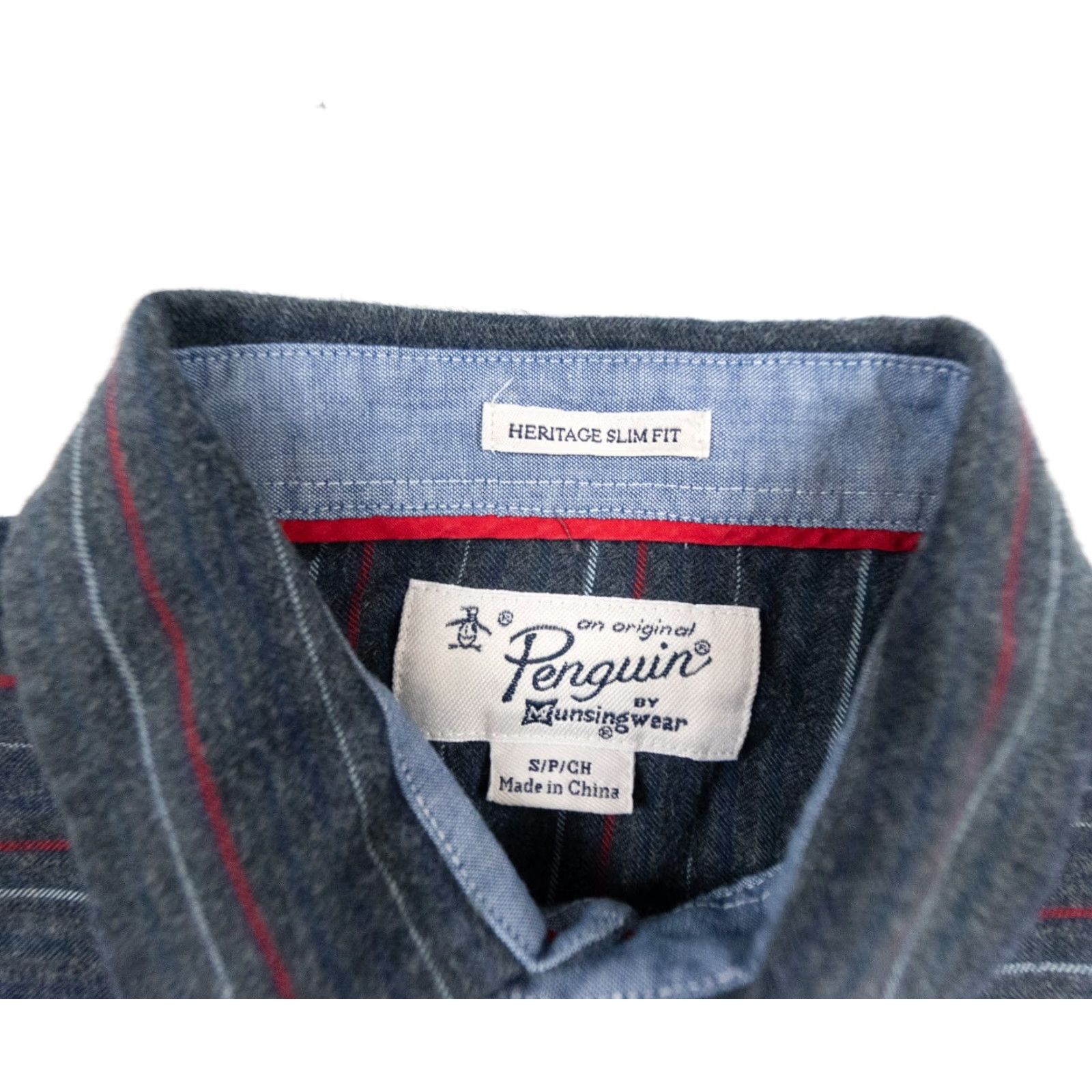 Original Penguin VINTAGE Penguin Men’s Button-Up Shirt Long Sleeve Striped Cotton Casual Business Slim Fit Adult Small Gray Size US S / EU 44-46 / 1 - 5 Thumbnail