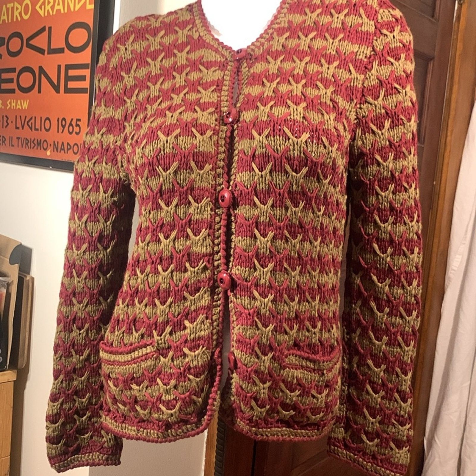 Vintage 80’s Countess Shirley Caracciolo Italy knit cardigan sweater Size M / US 6-8 / IT 42-44 - 1 Thumbnail