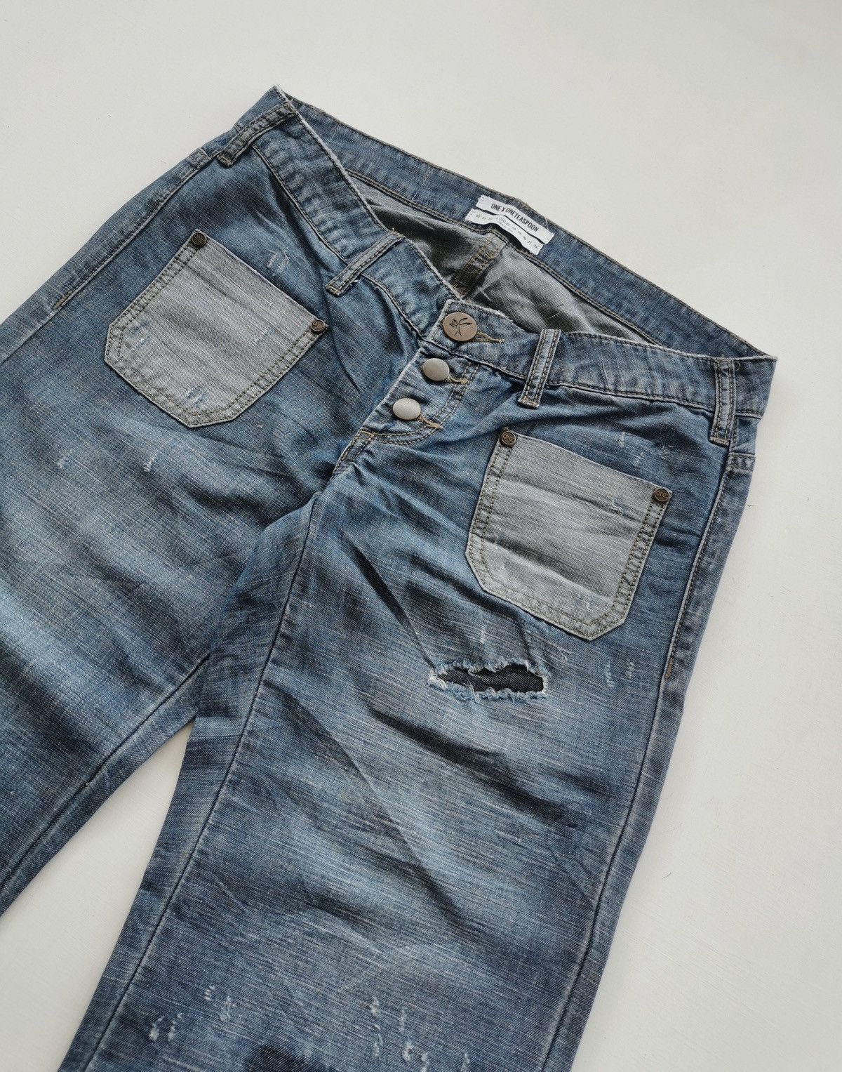 Japanese Brand Oneteaspoon Bell Bottom Flare Distressed Jeans Size 30" / US 8 / IT 44 - 4 Thumbnail