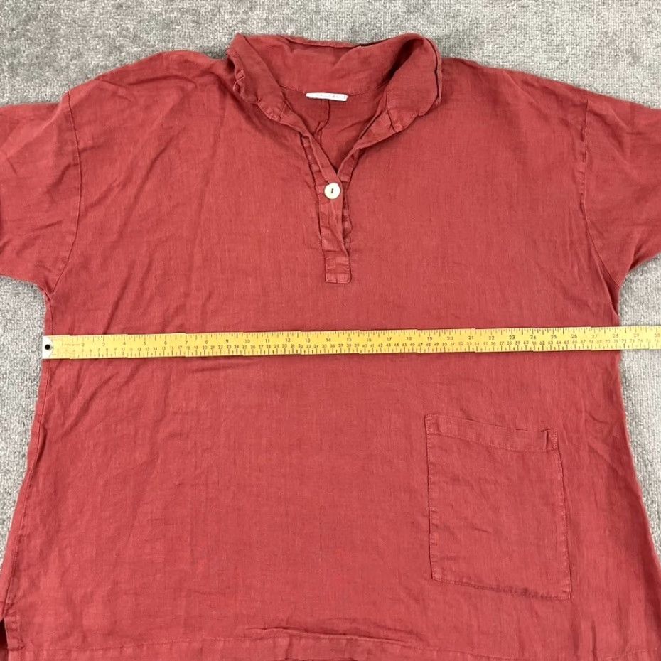 Vintage VINTAGE La Fixsun Linen Blouse Top Womens XL Casual 3/4 Sleeve Red 90s Outdoor Everyday Size XL / US 12-14 / IT 48-50 - 4 Thumbnail