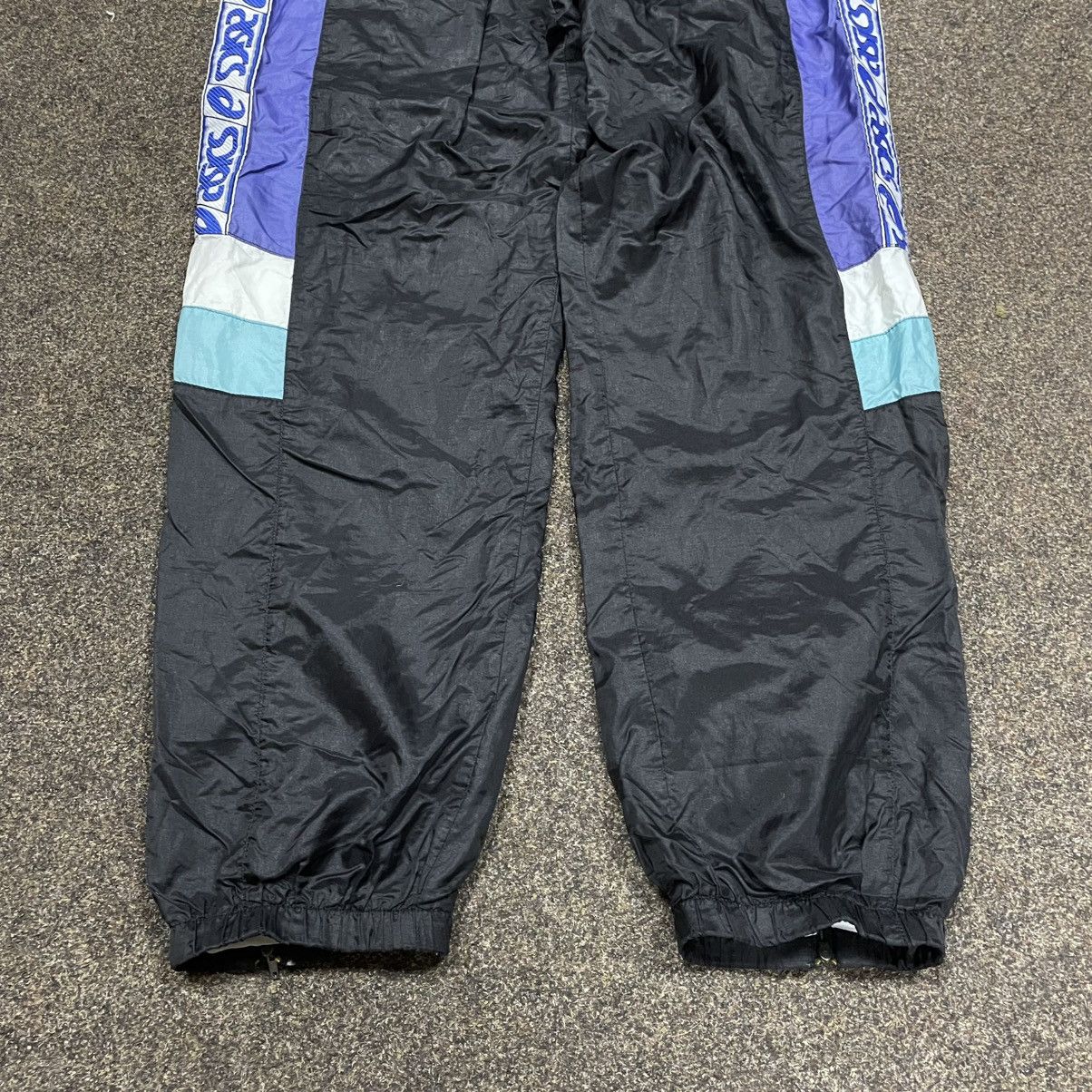 Vintage Y2K Asics Nylon Baggy Track Pants Purple Black Bleached 32 Size US 32 / EU 48 - 2 Thumbnail