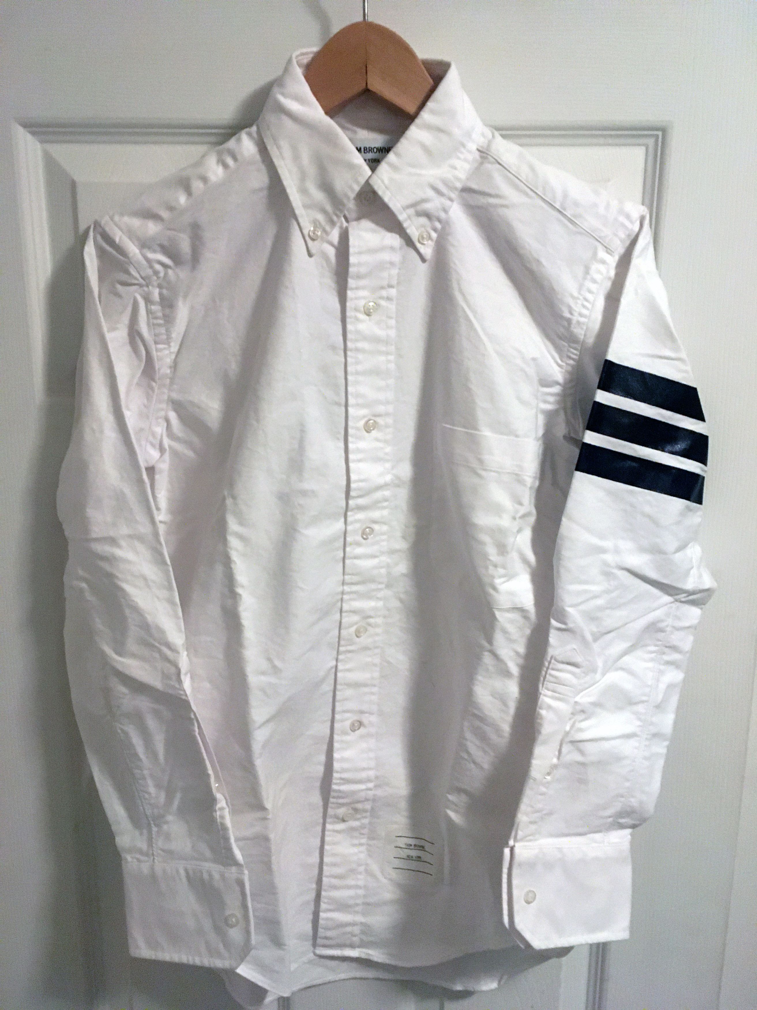 image of Thom Browne 3 Bar Classic Oxford Dress Shirt in White, Men's (Size XS)