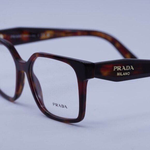 Prada Prada PRB03V 22A1O1 Eyeglasses Poppy Havana 54mm Square Size ONE SIZE - 6 Thumbnail