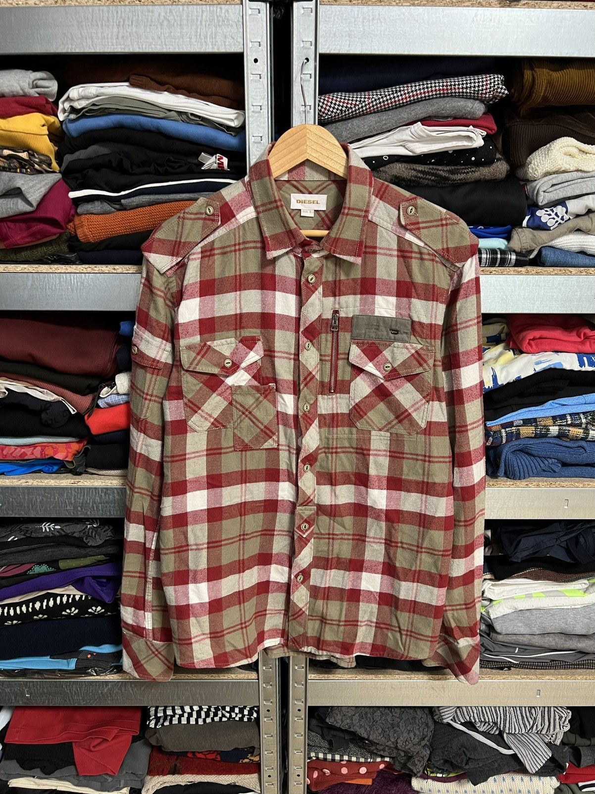Diesel Diesel Flannel Down Red Plaid Check Button Up Shirt Size L Size US L / EU 52-54 / 3 - 1 Thumbnail