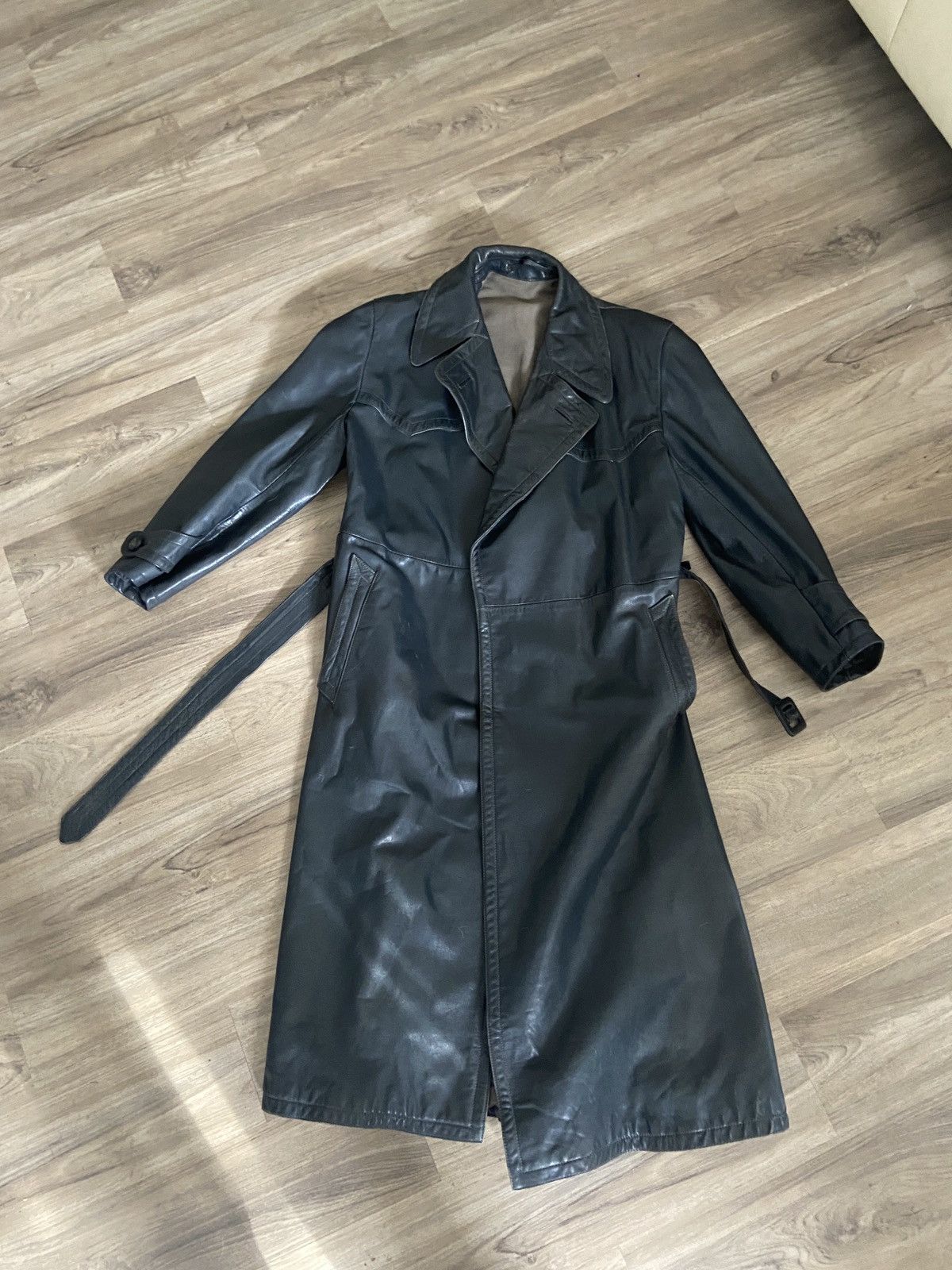 Vintage Real Vintage Soviet Military Leather Trench Coat Size US M / EU 48-50 / 2 - 1 Thumbnail