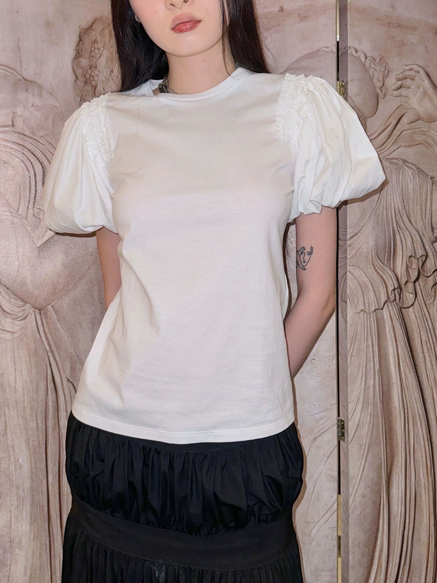 Alexander McQueen McQueen Puffed Bud Sleeve Waisted T-Shirt Vintage 38 Size XS / US 0-2 / IT 36-38 - 3 Thumbnail