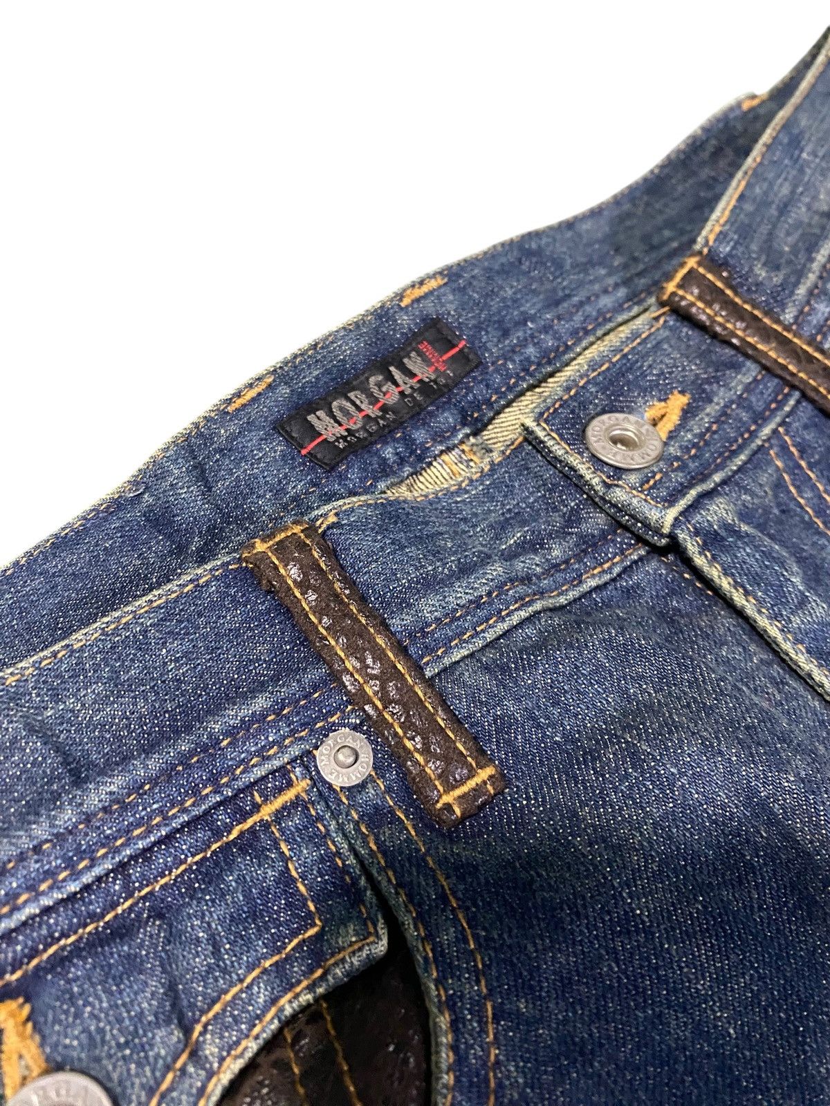 Morgan Homme Morgan Homme Denim Jeans snake Leather Biker Flare Bootcut Size US 32 / EU 48 - 6 Thumbnail