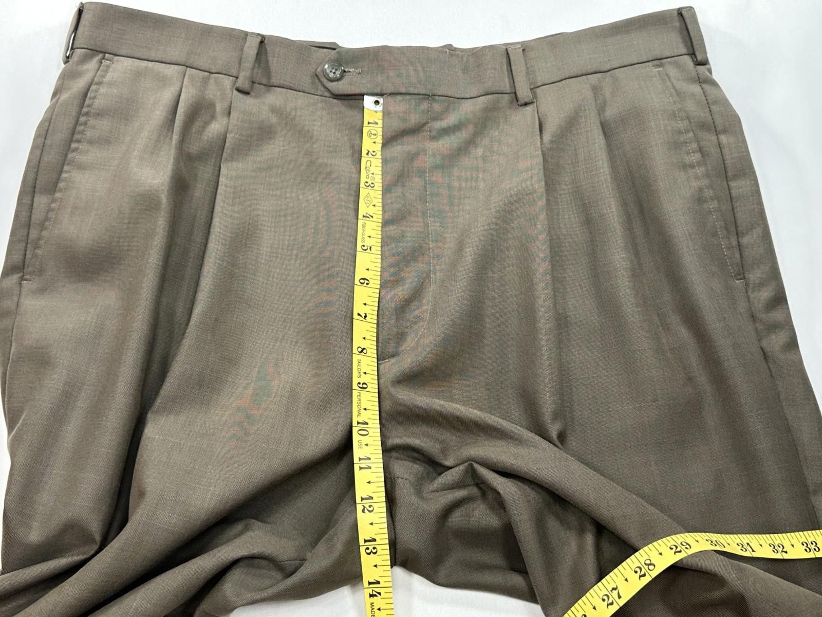 Perry Ellis Perry Ellis Pleated Straight Leg Dress Pants Brown Men 38/34 Size US 38 / EU 54 - 4 Thumbnail