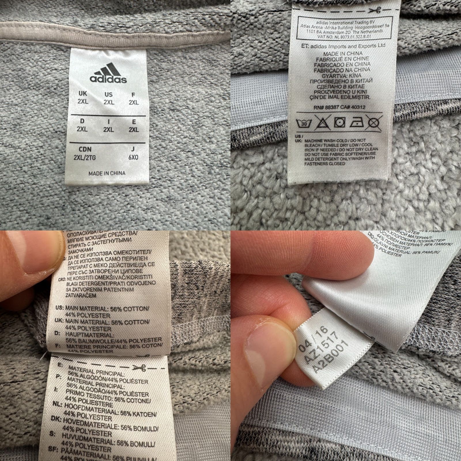 Adidas Adidas Hoodie Pullover Sweatshirt Mens 2XL heather Gray Side Snap Scuba Neck Size US XXL / EU 58 / 5 - 8 Thumbnail