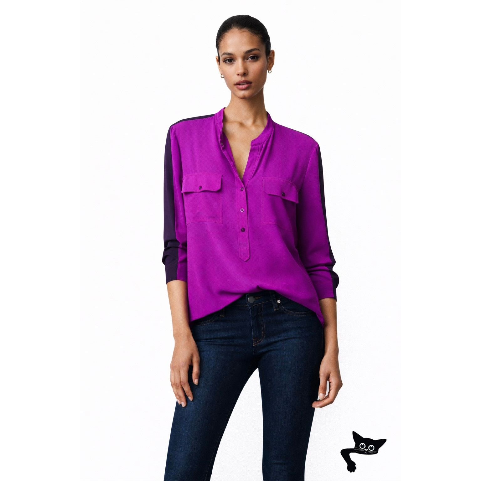 Stella McCartney Stella McCartney Blouse Purple Women US10 100% Silk Size L / US 10 / IT 46 - 4 Thumbnail