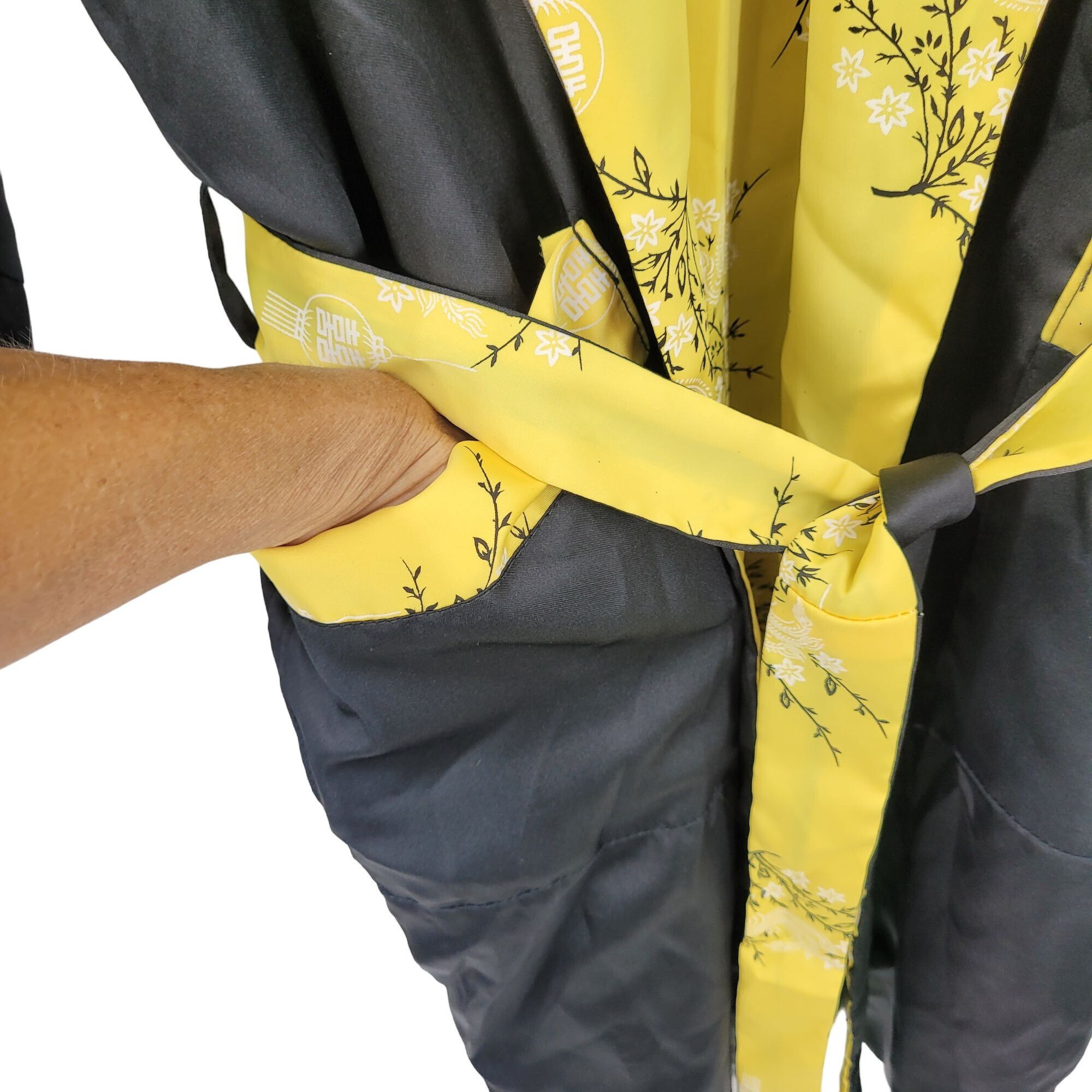 Japanese Brand Reversible Kimono Robe L Black Embroidered Dragon Yellow Flo Size US L / EU 52-54 / 3 - 18 Thumbnail