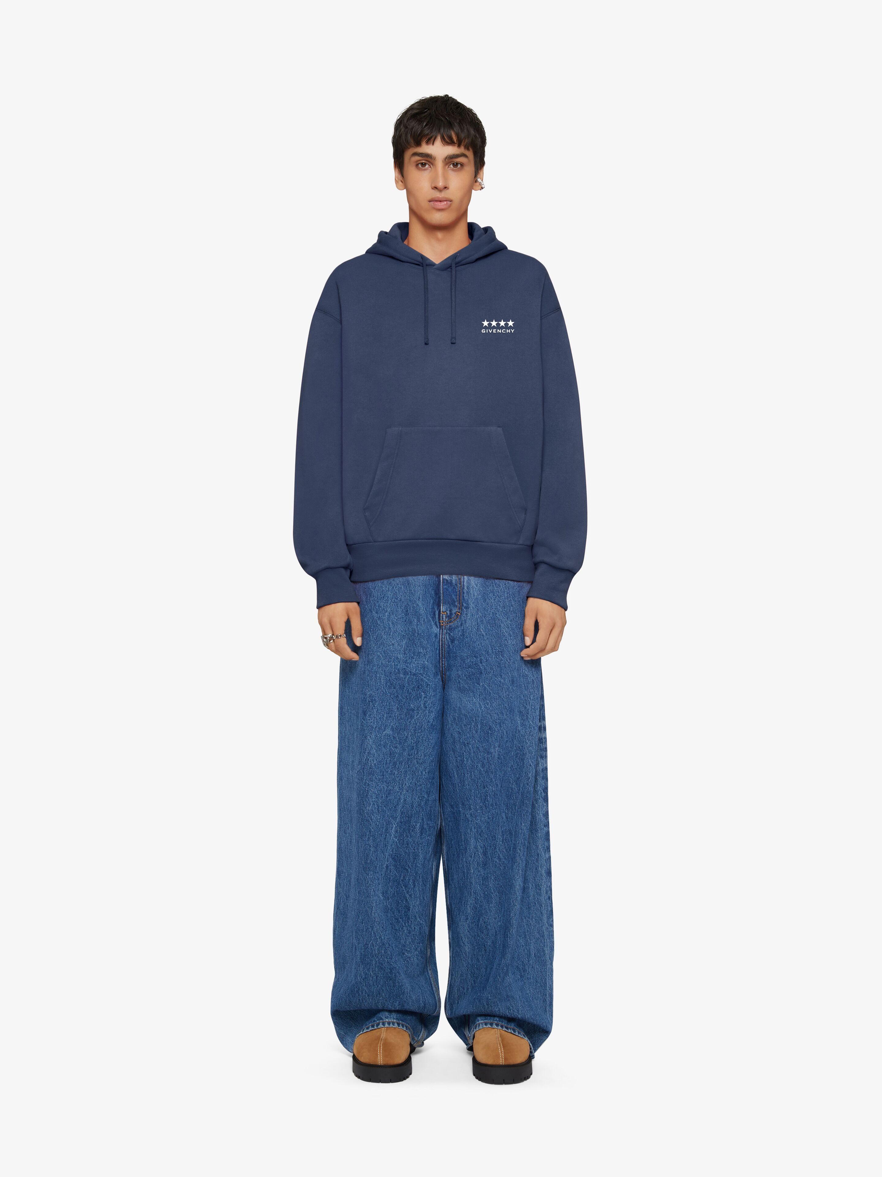 o1w1db10325 Boxy Fit Hoodie in Navy Blue