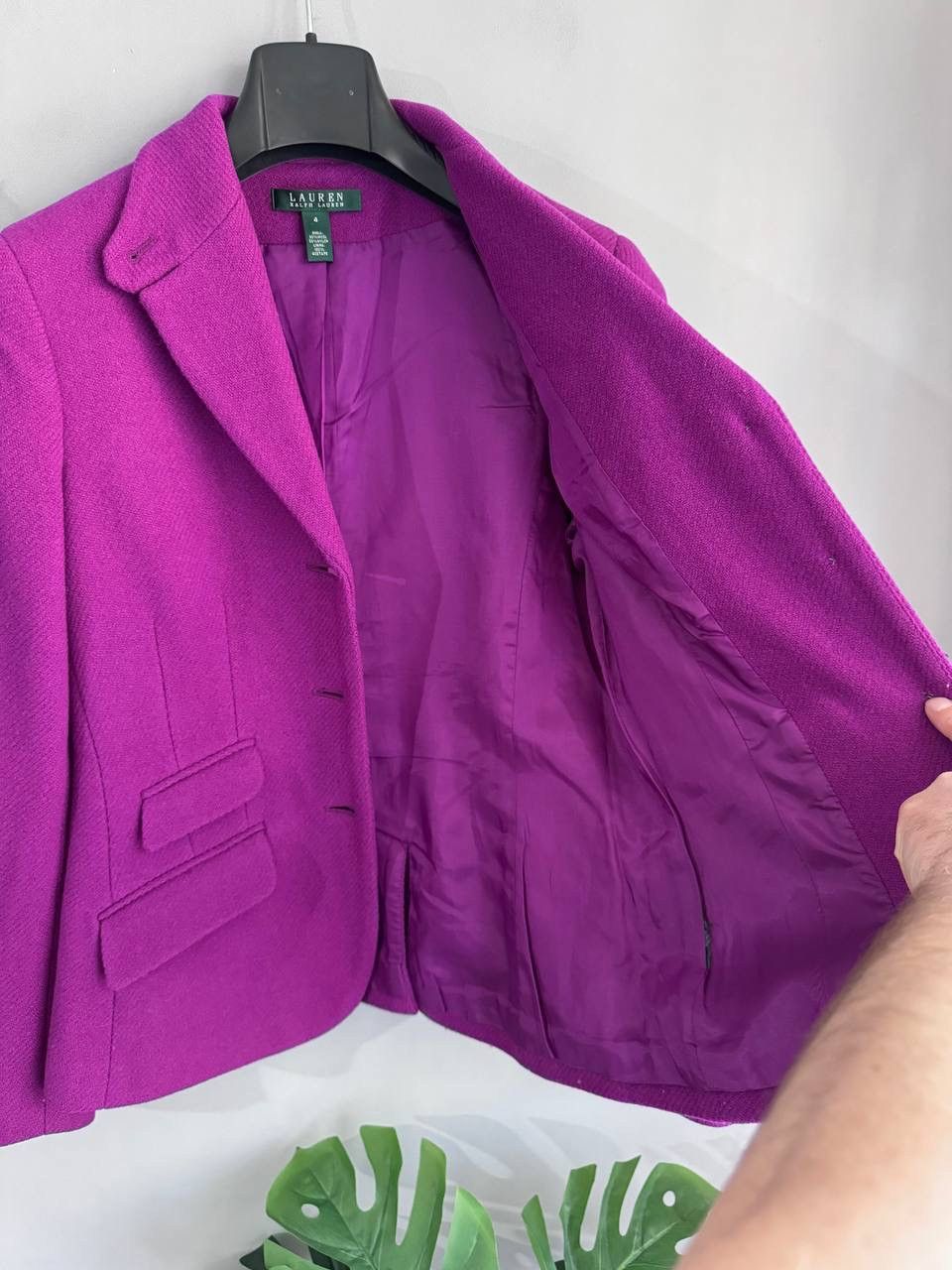 Ralph Lauren Lauren Ralph Lauren Women's Purple Tweed Wool Blazer, US 4 Size XS / US 0-2 / IT 36-38 - 10 Thumbnail