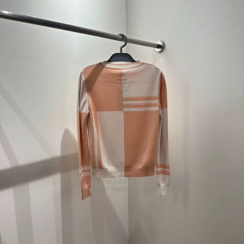 Hermes Hermes Pink and White Colorblocked Knit Short Sleeve Size XS / US 0-2 / IT 36-38 - 2 Thumbnail