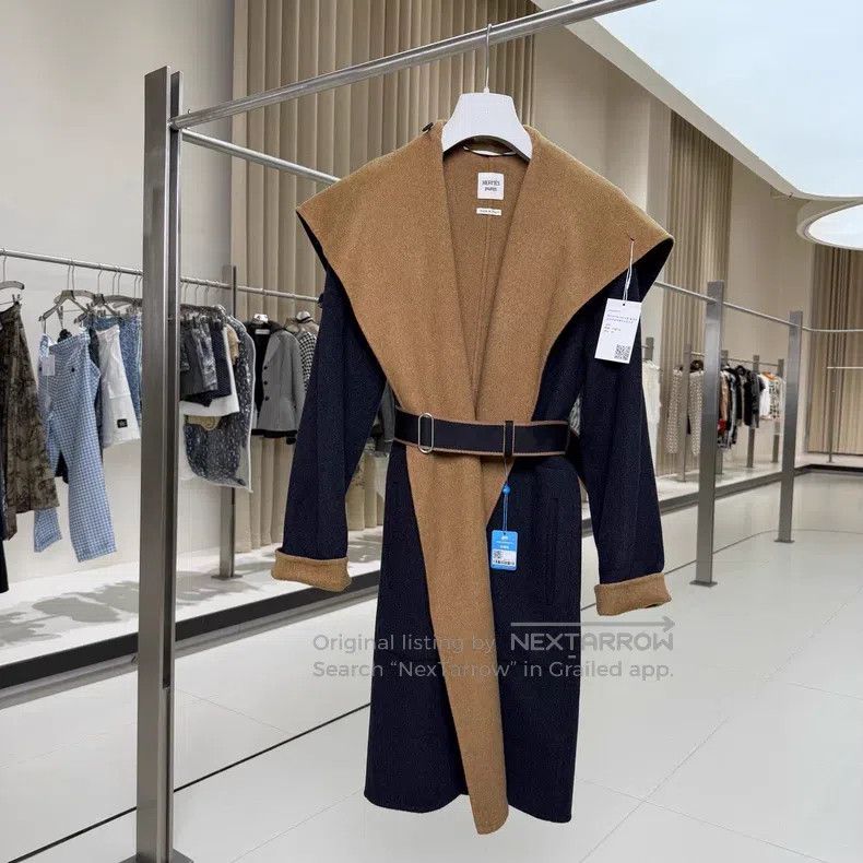 Hermes Hermes Navy and Camel Color Block Cashmere Belted Long Ove Size XXS / US 00 / IT 34 - 1 Thumbnail
