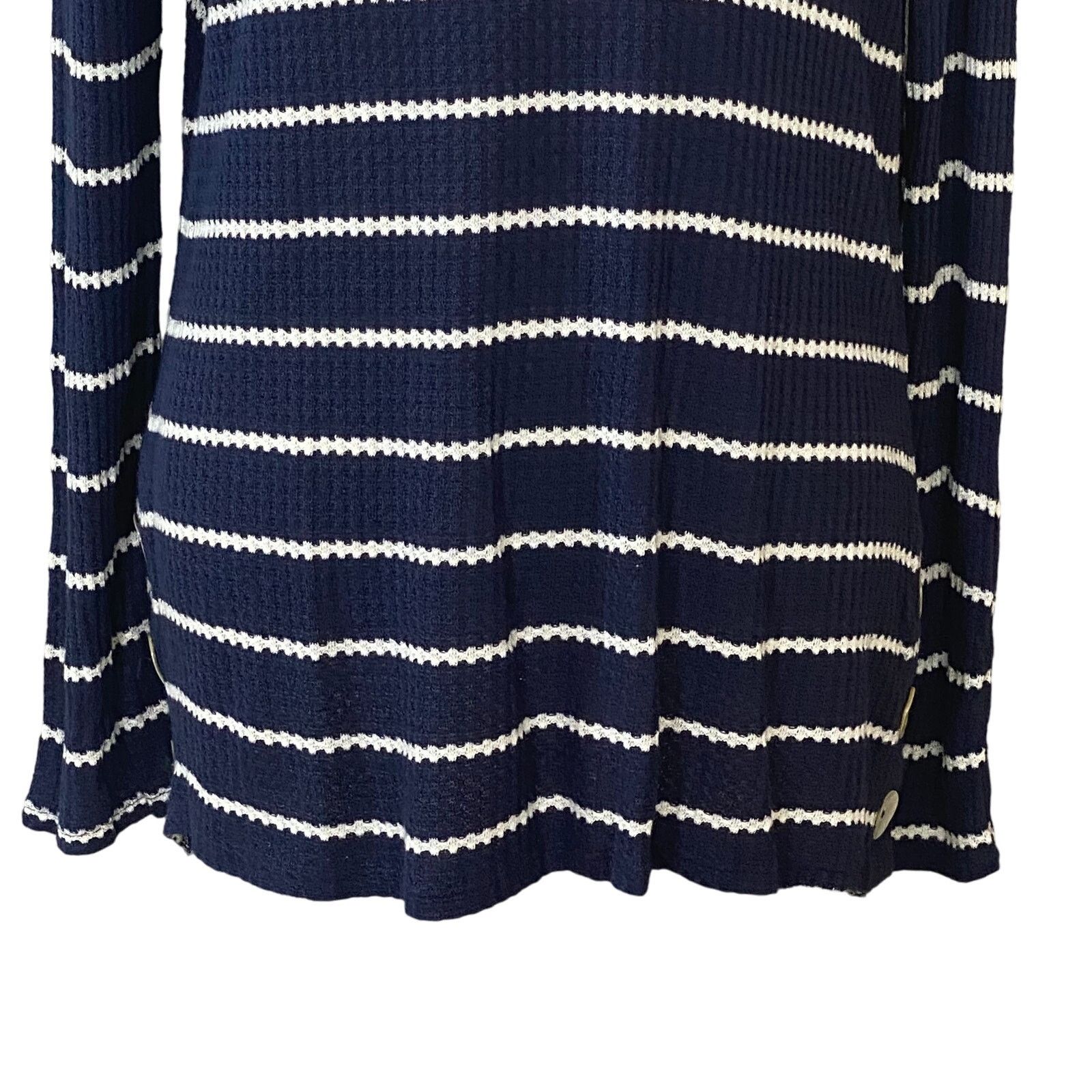 Other Cha Cha Vente Striped Textured Knit Top Large Blue White Size L / US 10 / IT 46 - 8 Thumbnail