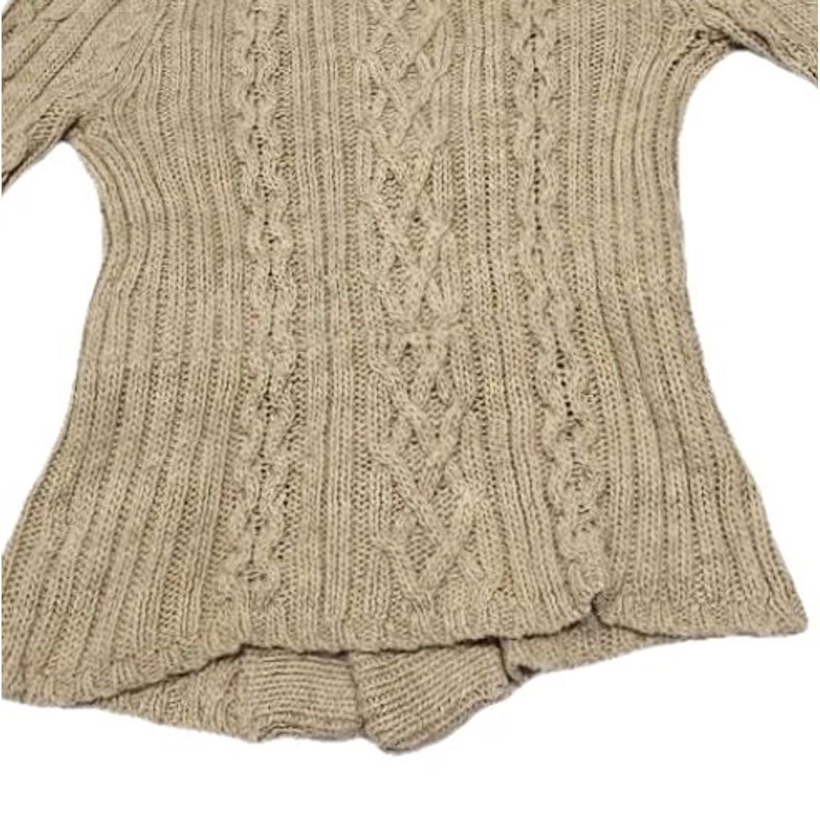Vintage Aéropostale Cardigan Sweater Women's L Cream Cable Knit Open Front Chunky Wool Knit Size L / US 10 / IT 46 - 6 Thumbnail