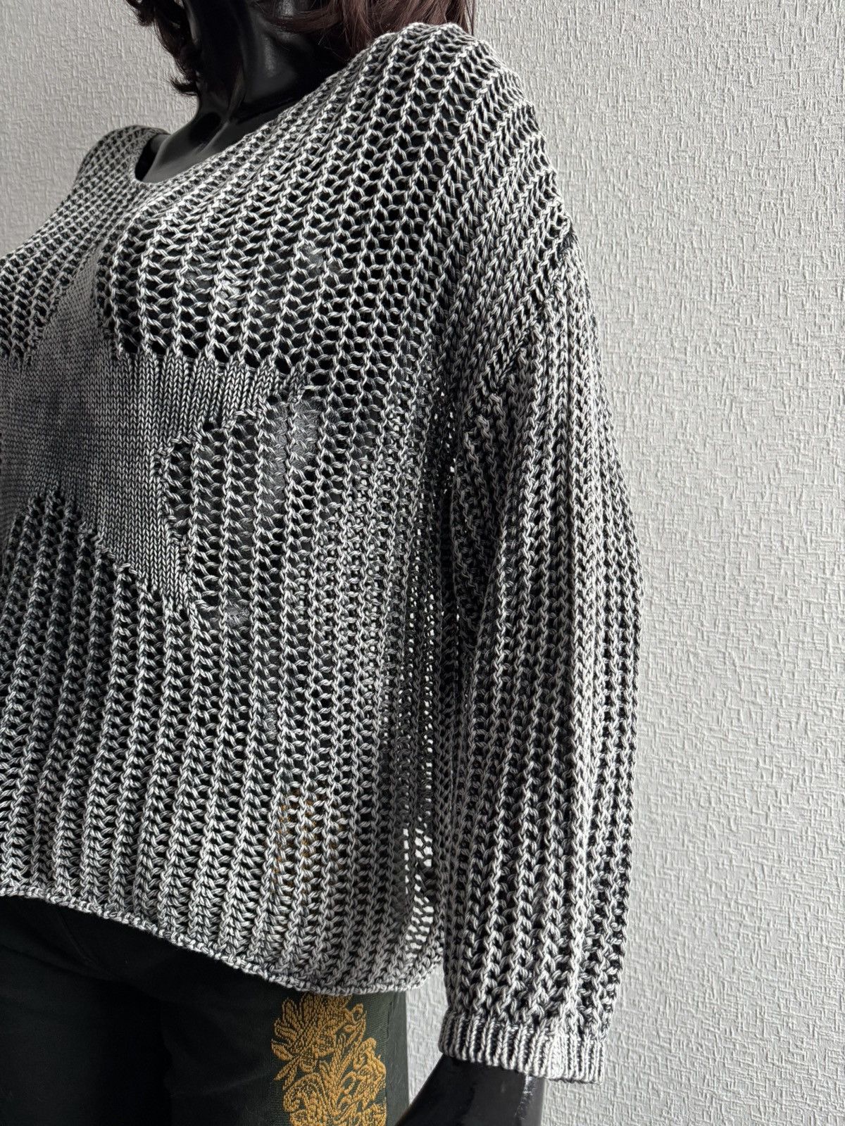Japanese Brand × Vintage 00s Vintage mesh knit star distressed sweater Avantgarde Size L / US 10 / IT 46 - 4 Thumbnail