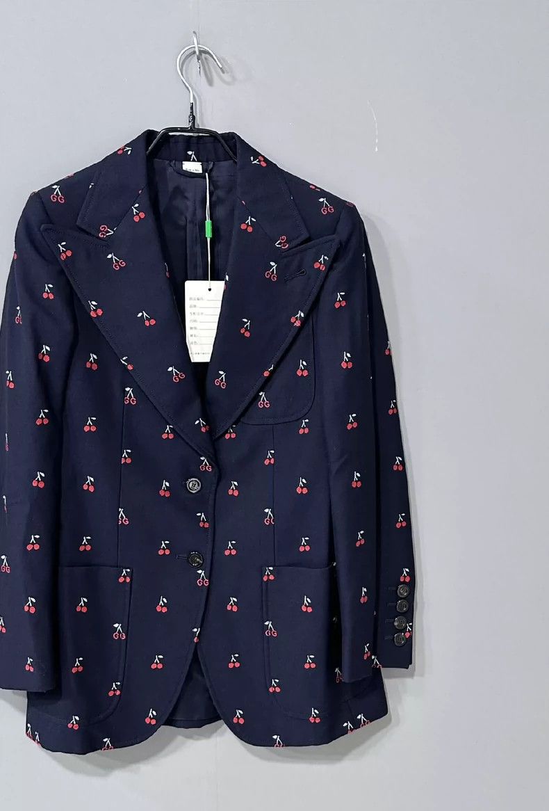 Gucci Gucci Double G cherry embroidered lapel suit 2501-Nextarro Size 38R - 2 Thumbnail