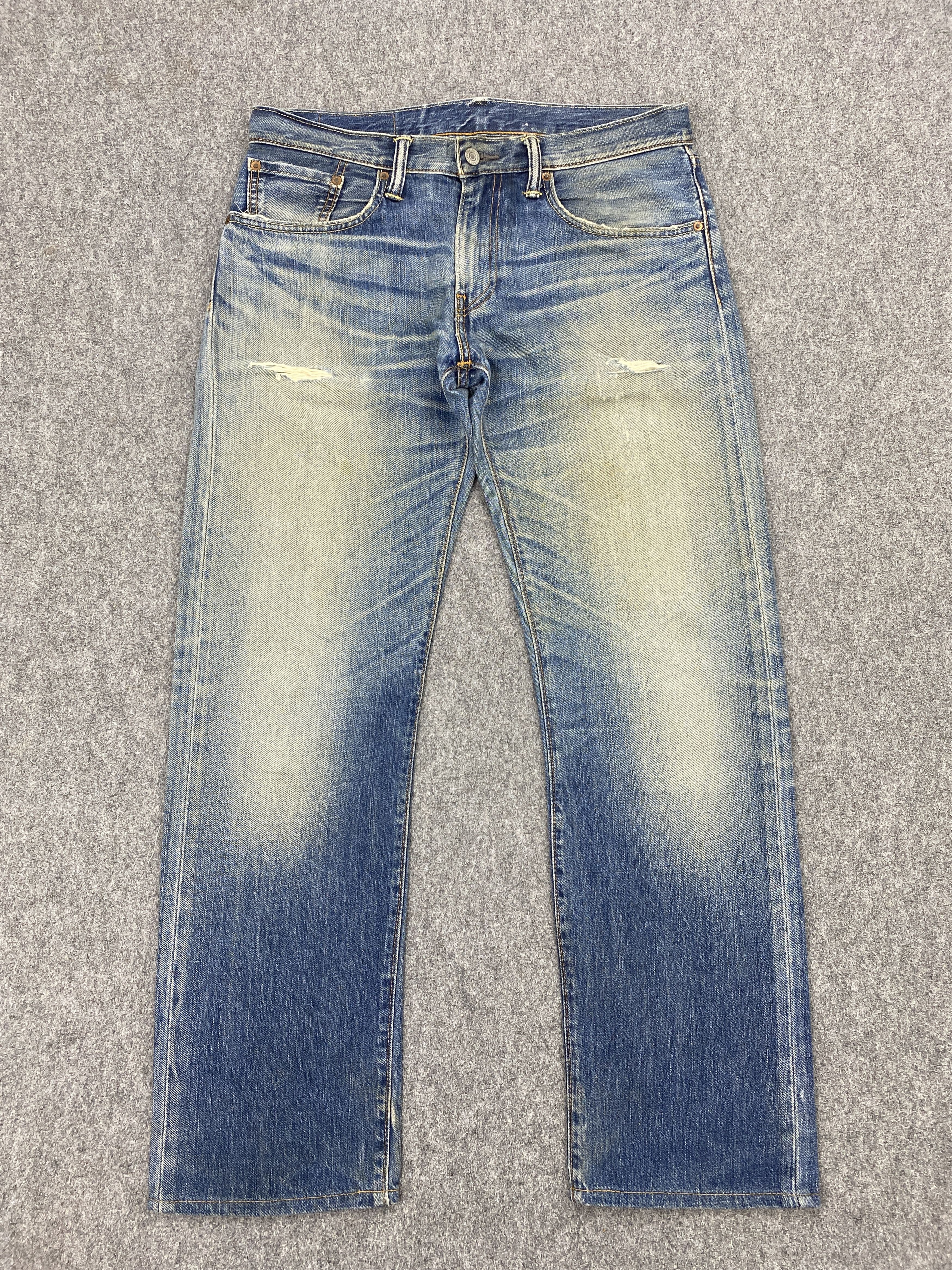 image of Rusty Faded Blue Vintage Levis 502 Jeans in Blue Denim, Men's (Size 33)