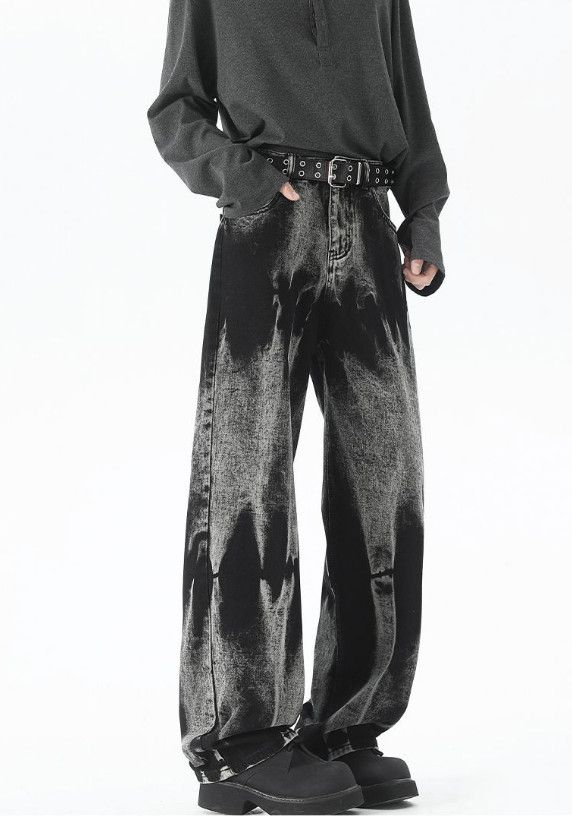 Vintage American high street tie-dye baggy wide-leg jeans for men Size US 32 / EU 48 - 3 Thumbnail