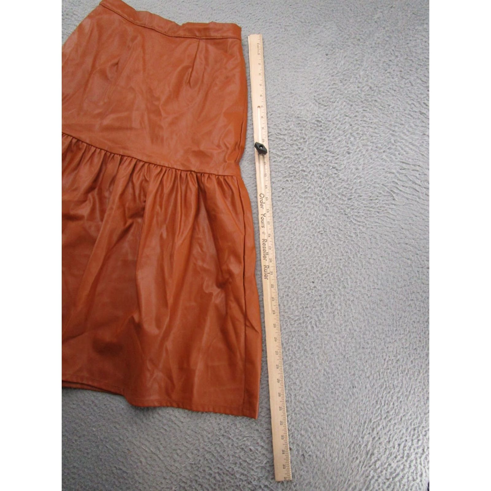 Vintage Who What Wear Women's Vegan Leather Skirt Size S Cognac Brown Maxi Fall Tiered Size 28" / US 6 / IT 42 - 5 Thumbnail