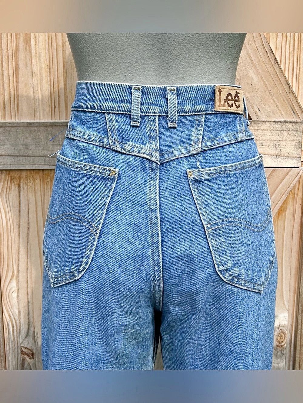 Lee Vintage Retro 80s Lee Womens Acid Wash High Rise Mom Jeans Size 34" / US 12 / IT 48 - 3 Thumbnail