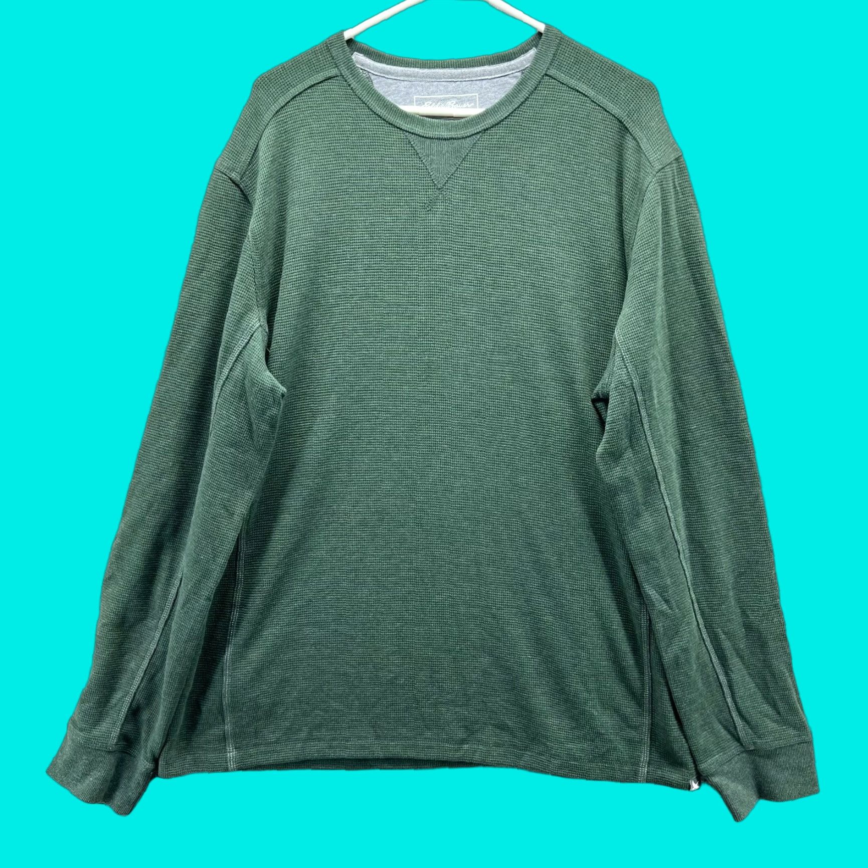 Eddie Bauer Eddie Bauer Shirt Mens XL Green Pullover Long Sleeve Crewneck Waffle Knit Cotton Fleece Logo Solid Vintage No Size US XL / EU 56 / 4 - 1 Thumbnail