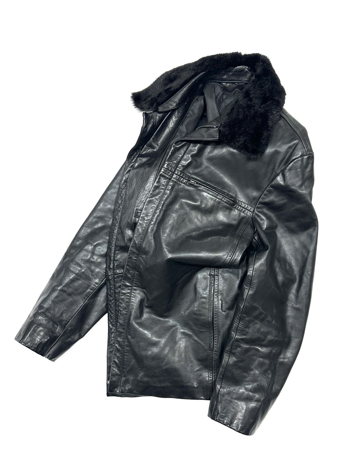 Hugo Boss Hugo Boss Vintage Black Chiron Leather Jacket Y2K size L Size US L / EU 52-54 / 3 - 2 Thumbnail