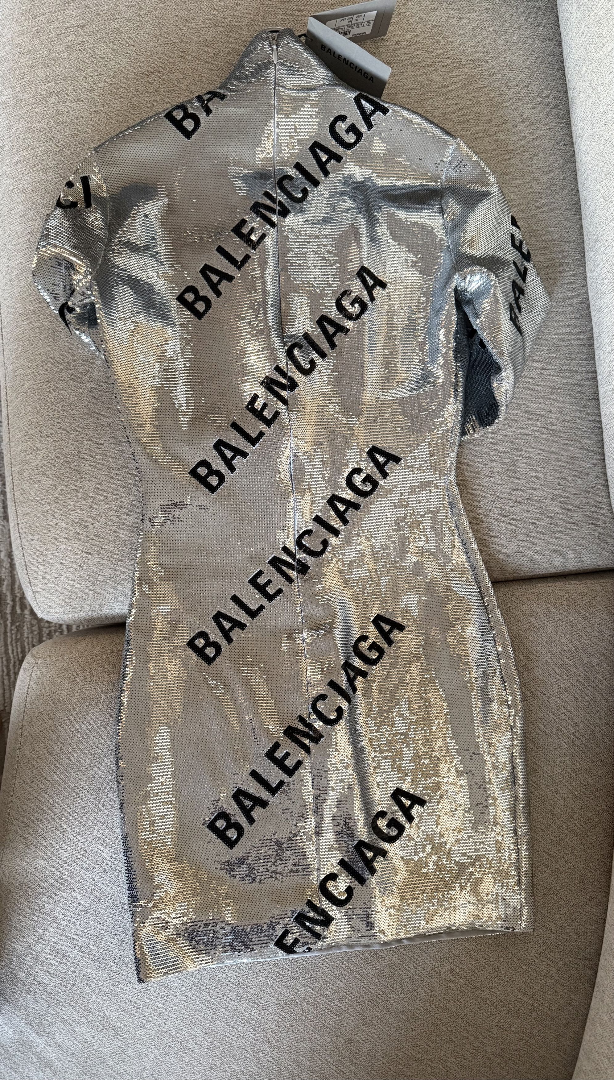 Balenciaga Balenciaga Logo Sequin Dress Size S / US 4 / IT 40 - 4 Thumbnail