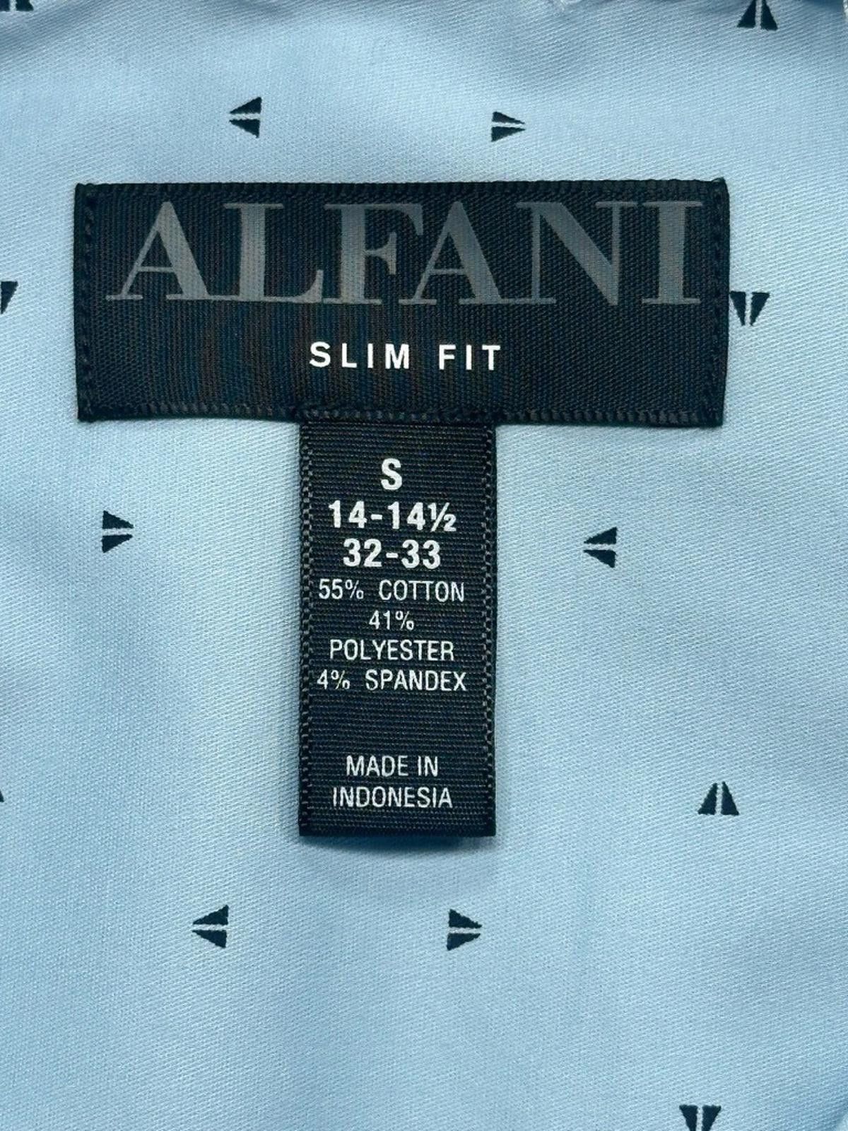 Alfani Alfani Slim Fit Button Down Dress Shirt Blue Men's S 32/33 Size 36R - 6 Thumbnail