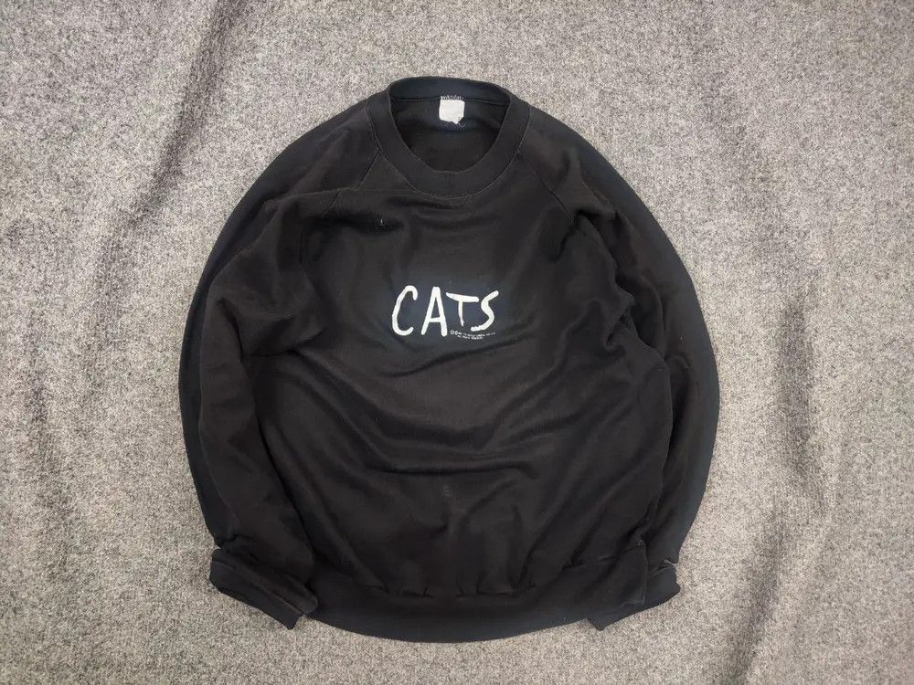 Vintage 1981 Cats Black Crewneck Sweatshirt Musical Graphic