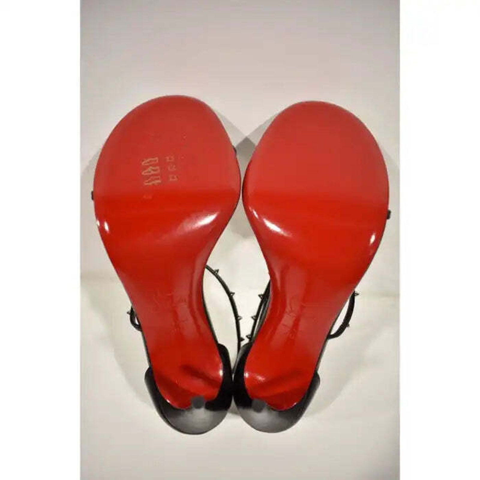Christian Louboutin Riojana Spikes 100 Black Ankle Strappy Sandal Heel Pump 40.5 Size US 10.5 / IT 40.5 - 10 Thumbnail