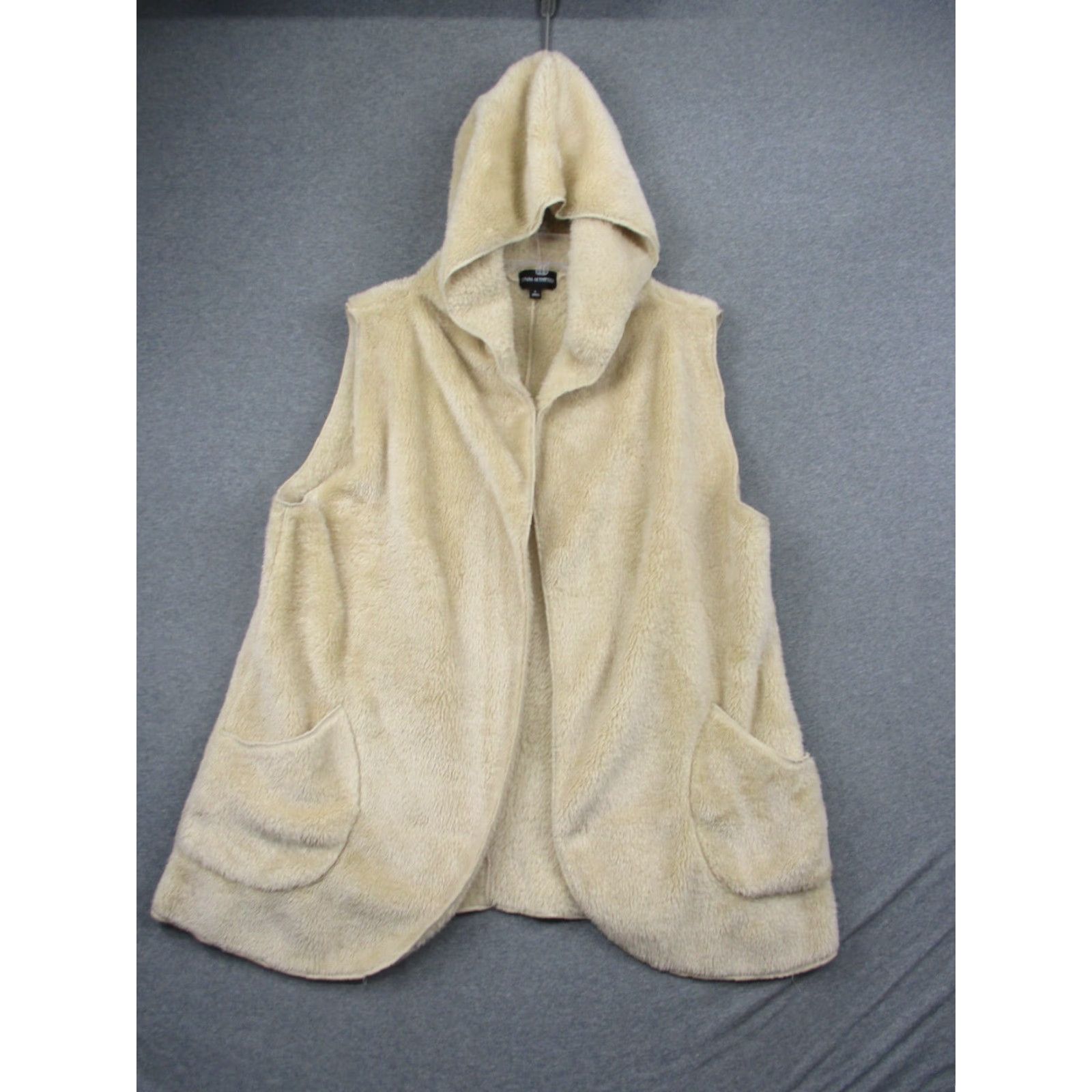 Vintage Zenana Outfitters Shrug Vest Faux Fur Cream Hooded Pockets Open Front Large Size L / US 10 / IT 46 - 2 Thumbnail
