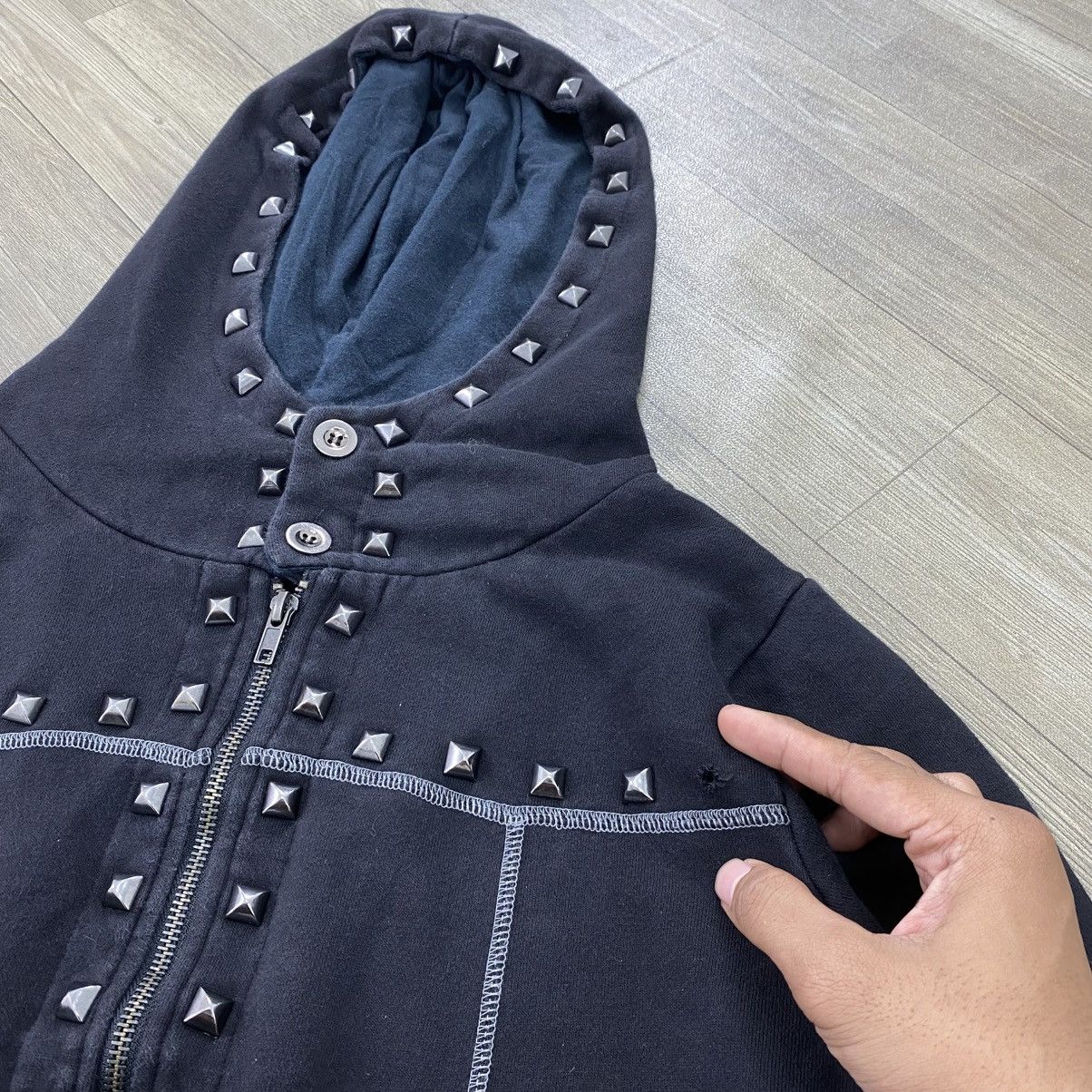 Japanese Brand 2000s Algonquins Studded Mad Punk Kmrii Lgb Sytye Zip Hoodie Size US M / EU 48-50 / 2 - 5 Thumbnail