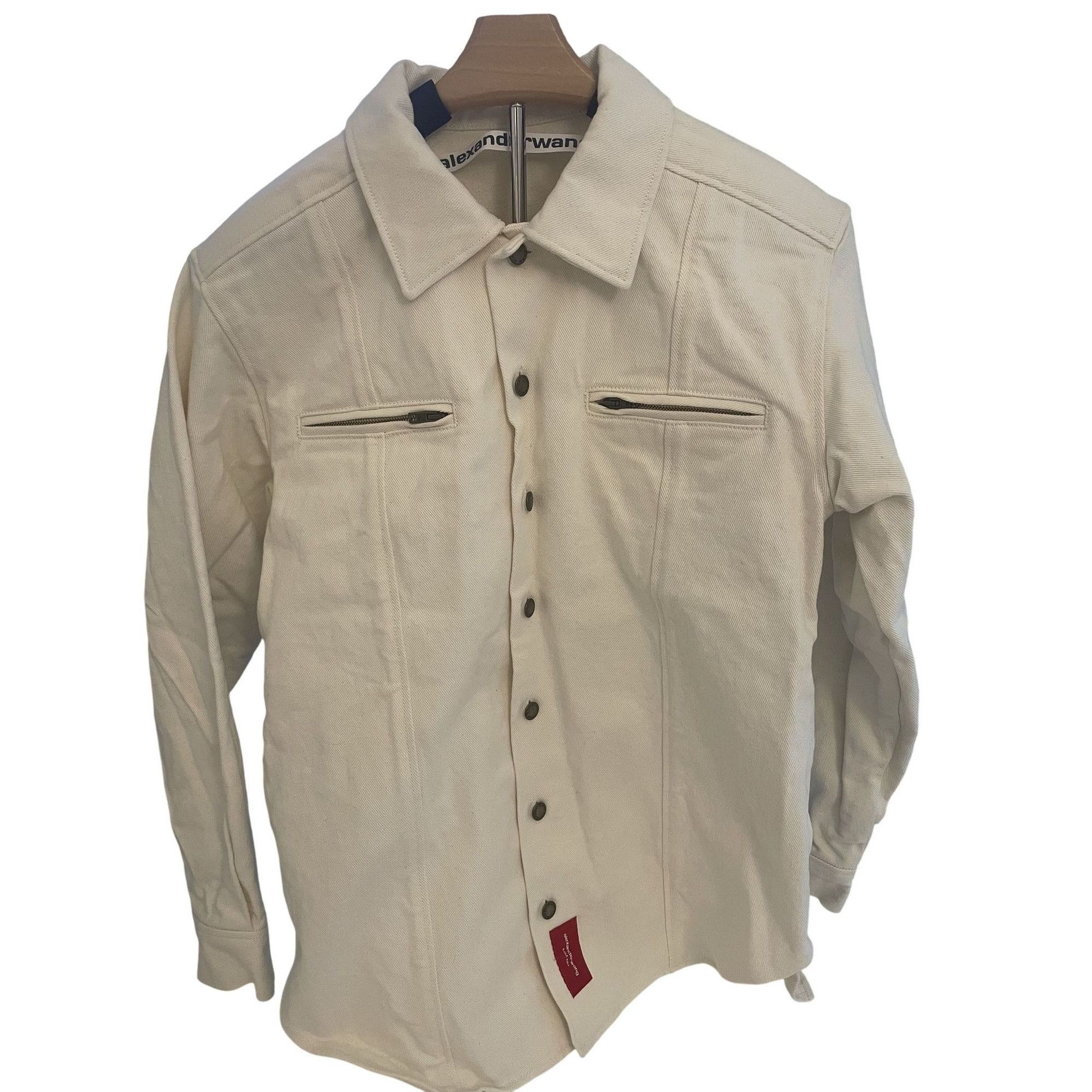 Alexander Wang Mens Beige Long-Sleeve Button-Up Shirt With Z