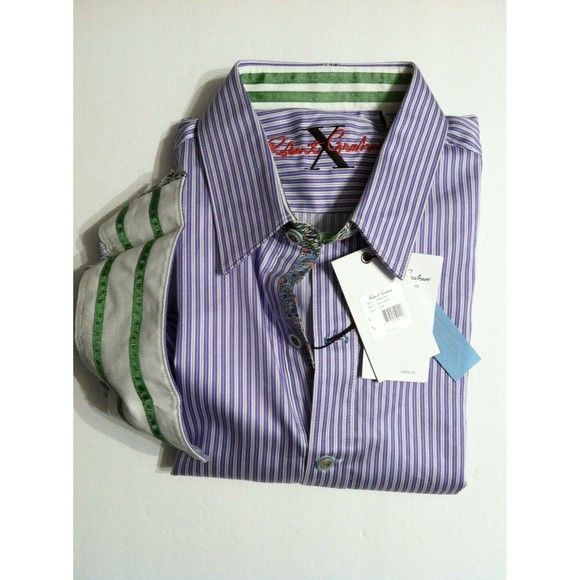 image of Robert Graham Mens New Lilac 100%cotton Casual Shirt Size:s (Size Small)